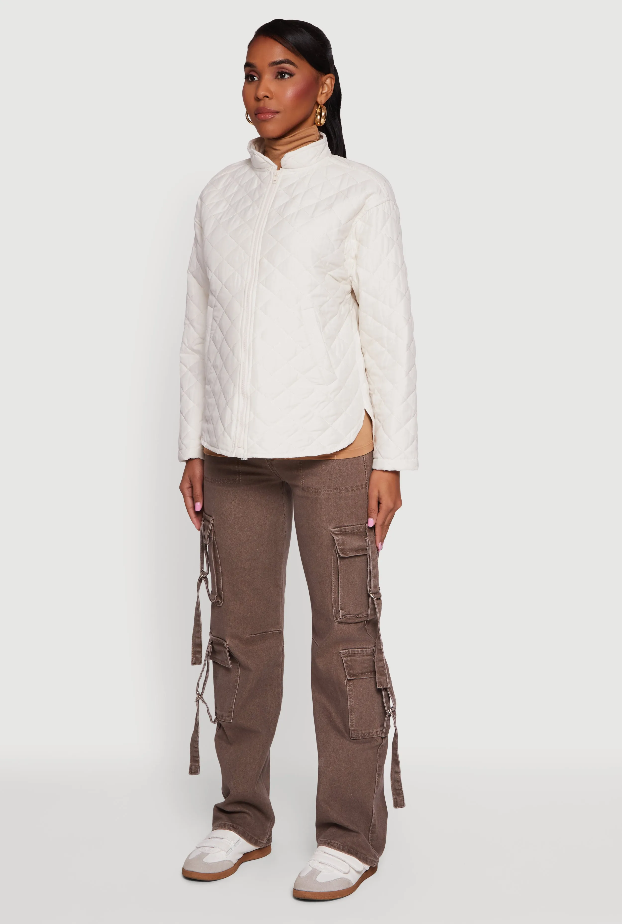 Long Sleeve Zip Front Quilted Jacket sold by Rainbow product image thumbnail 5