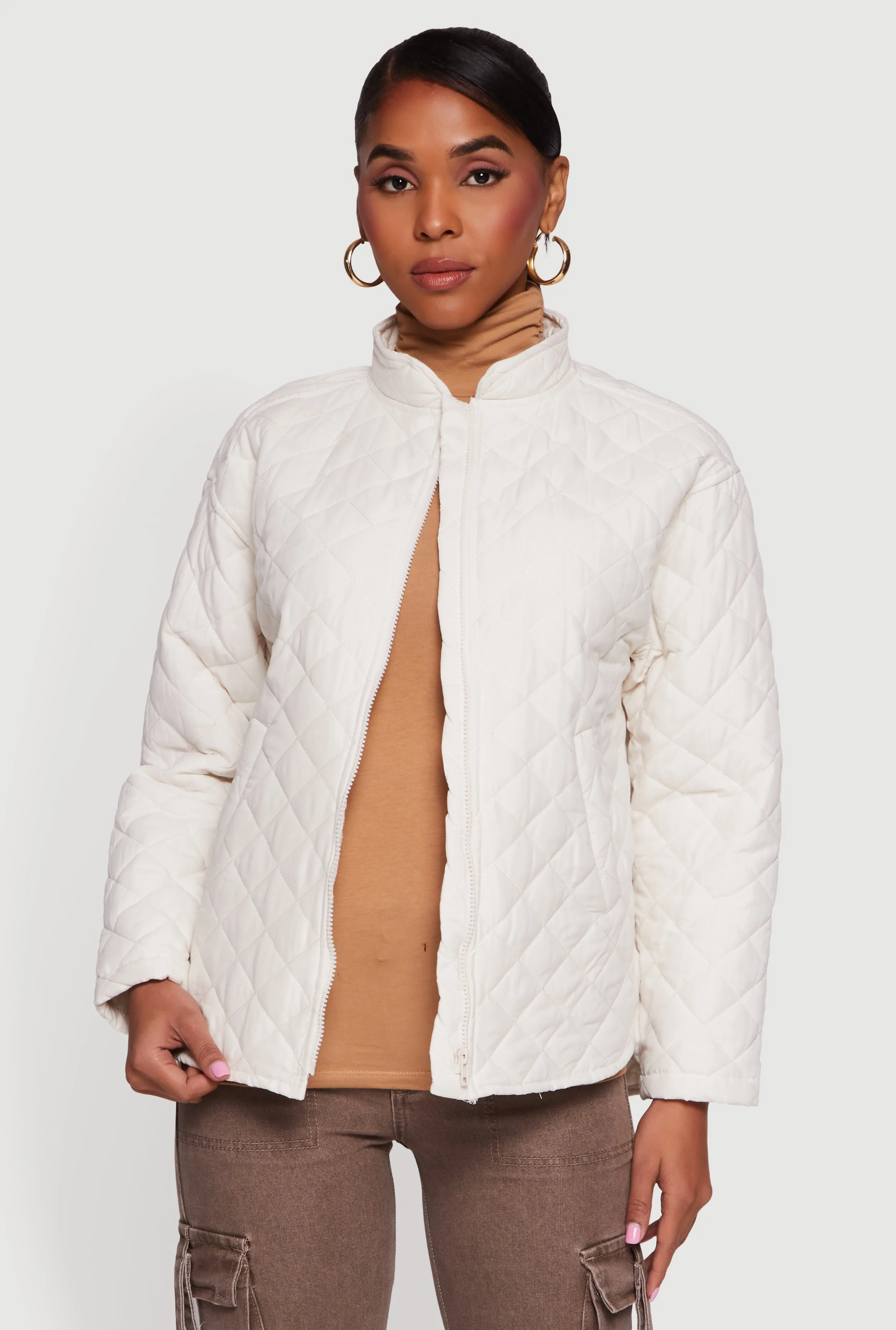Long Sleeve Zip Front Quilted Jacket sold by Rainbow product image thumbnail 2
