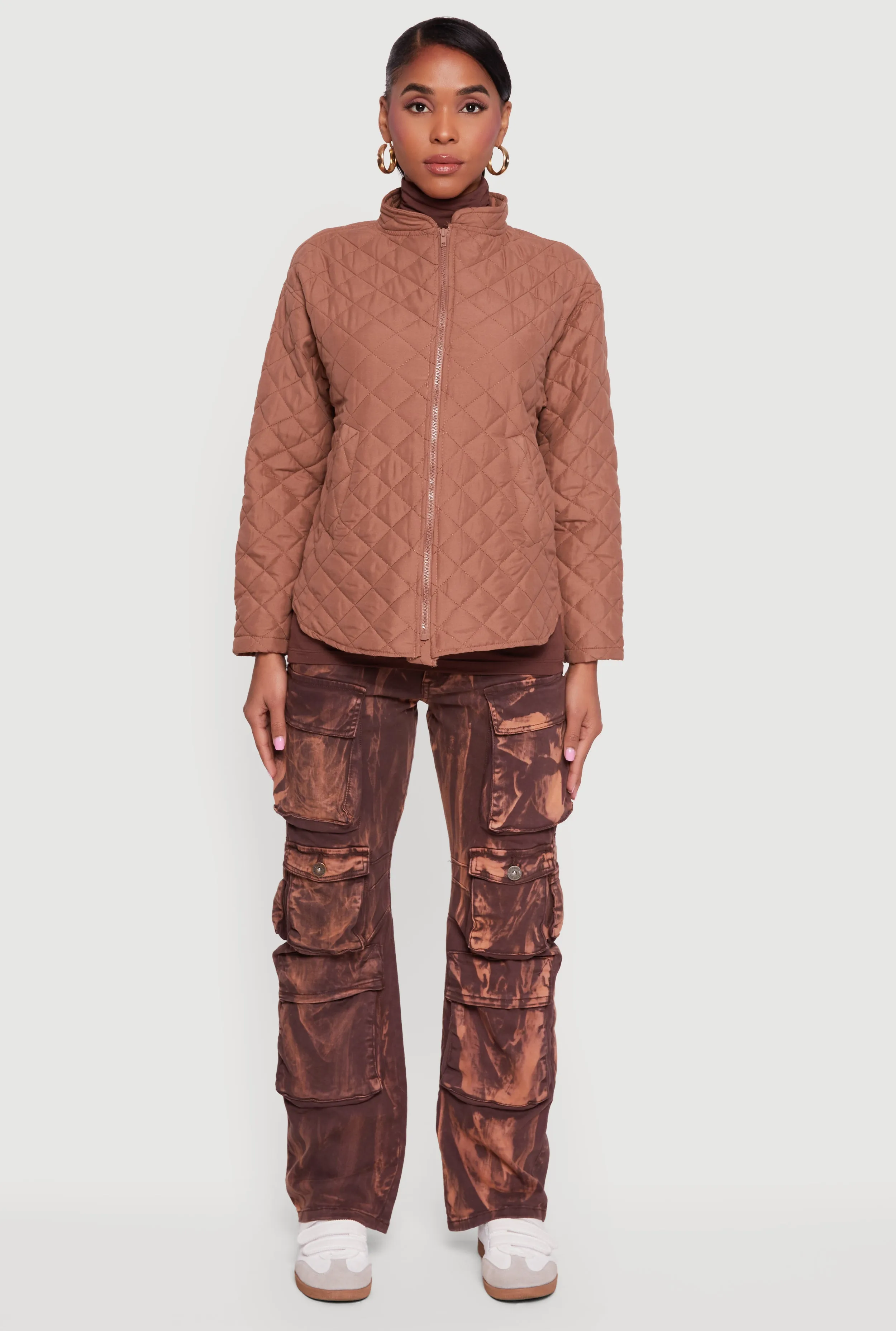 Long Sleeve Zip Front Quilted Jacket sold by Rainbow product image thumbnail 3