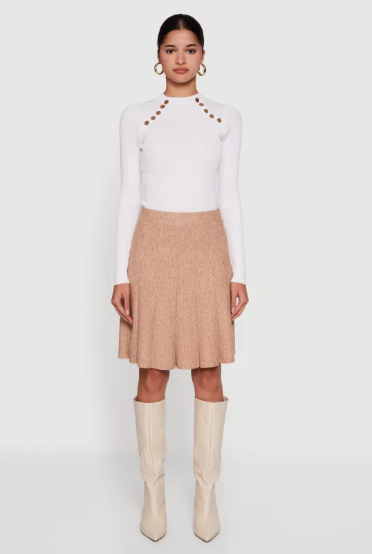 Textured Knit High Waisted Pleated Midi Skirt sold by Rainbow