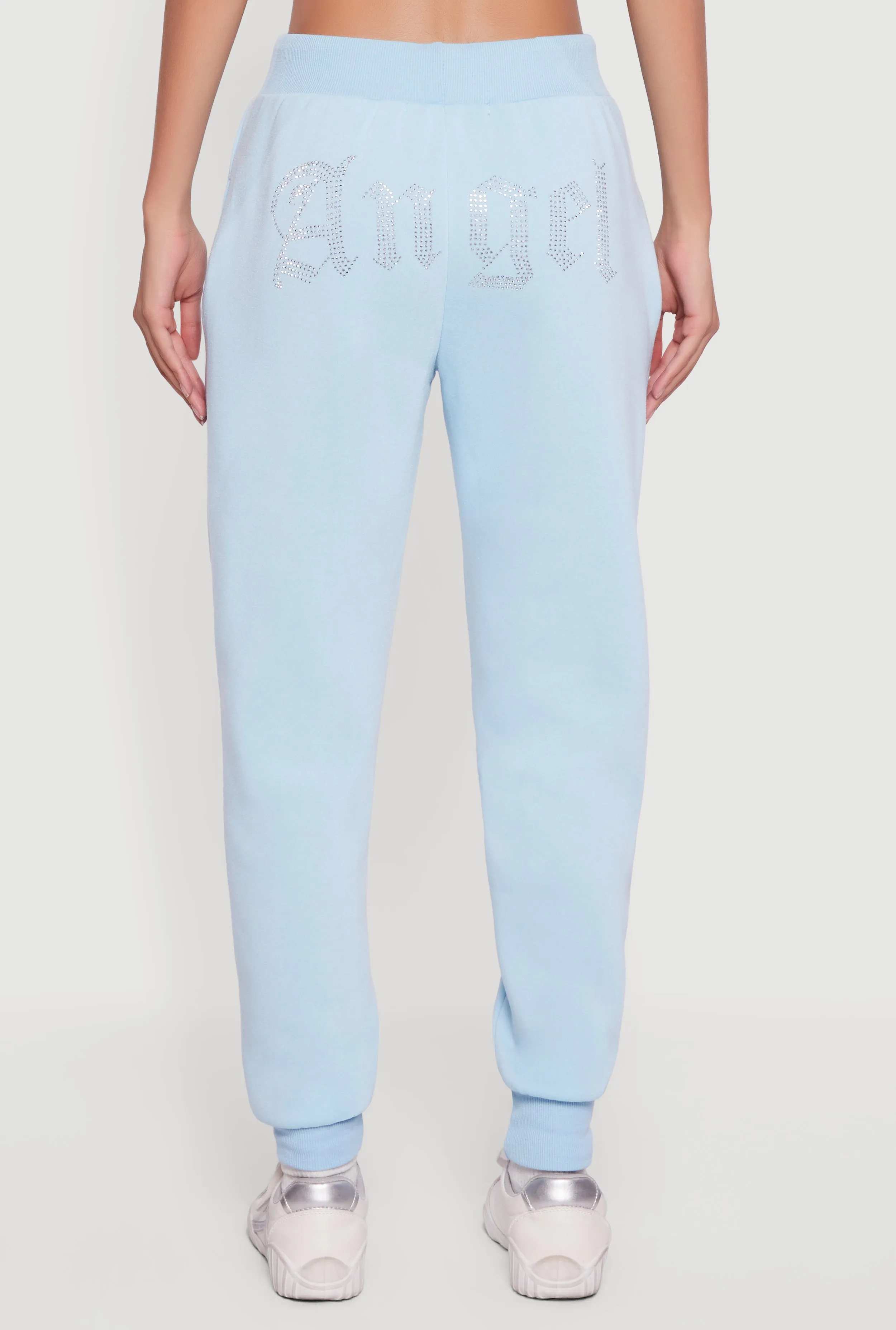 High Waisted Rhinestone Angel Graphic Joggers sold by Rainbow product image thumbnail 5