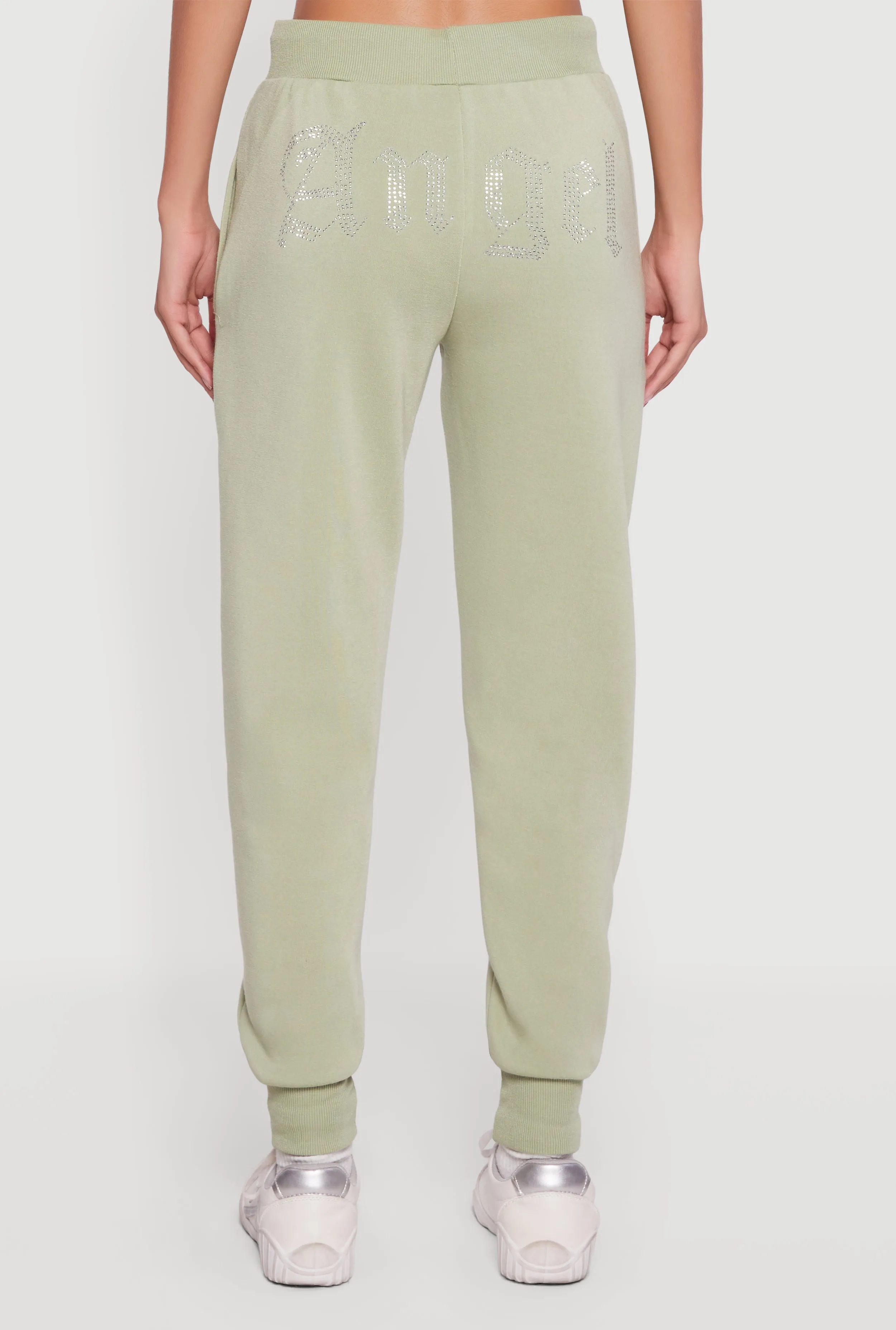 High Waisted Rhinestone Angel Graphic Joggers sold by Rainbow product image thumbnail 5