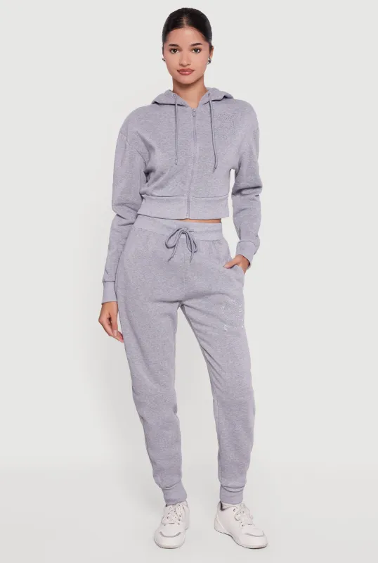 High Waisted Rhinestone Angel Graphic Joggers sold by Rainbow