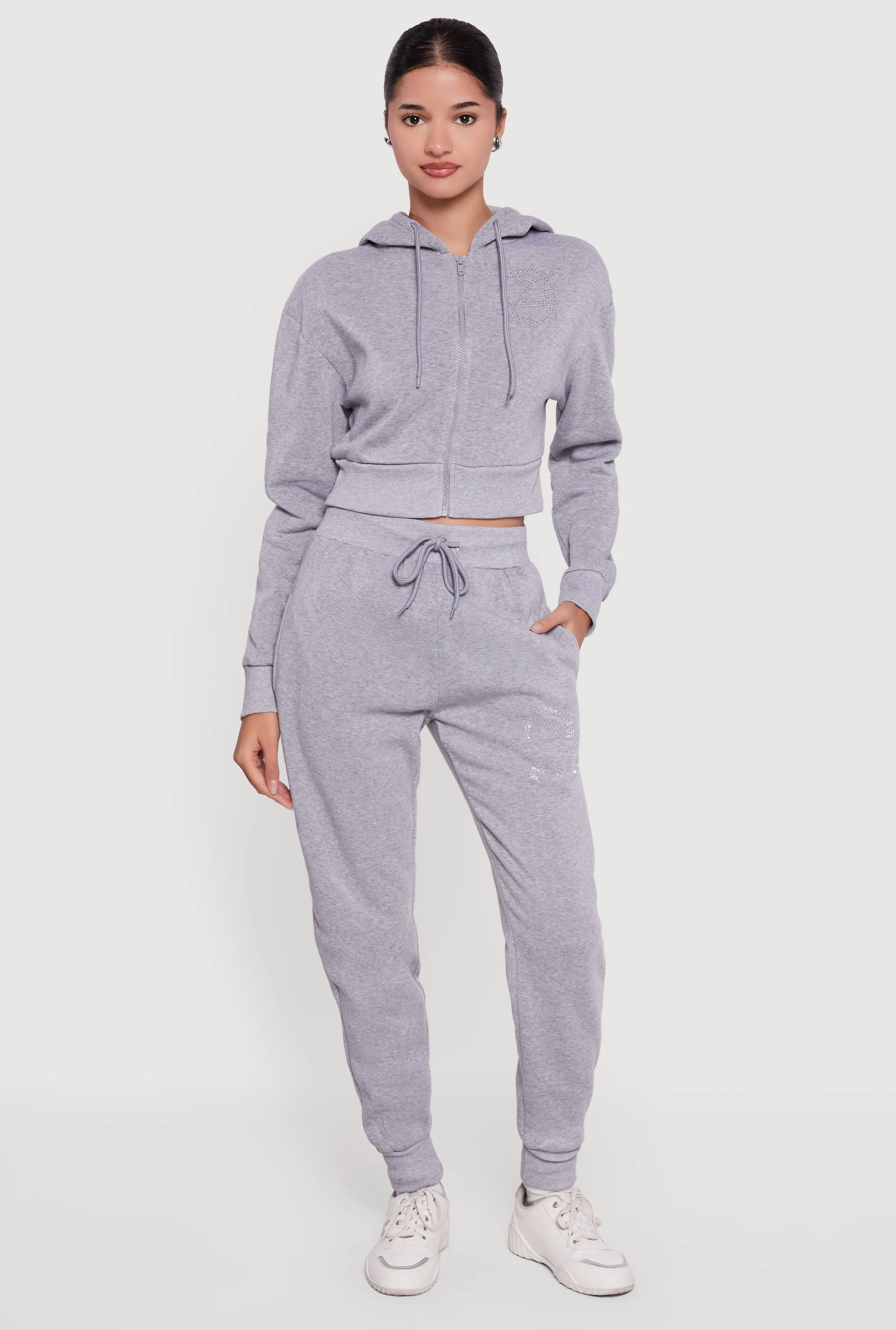 High Waisted Rhinestone Angel Graphic Joggers sold by Rainbow