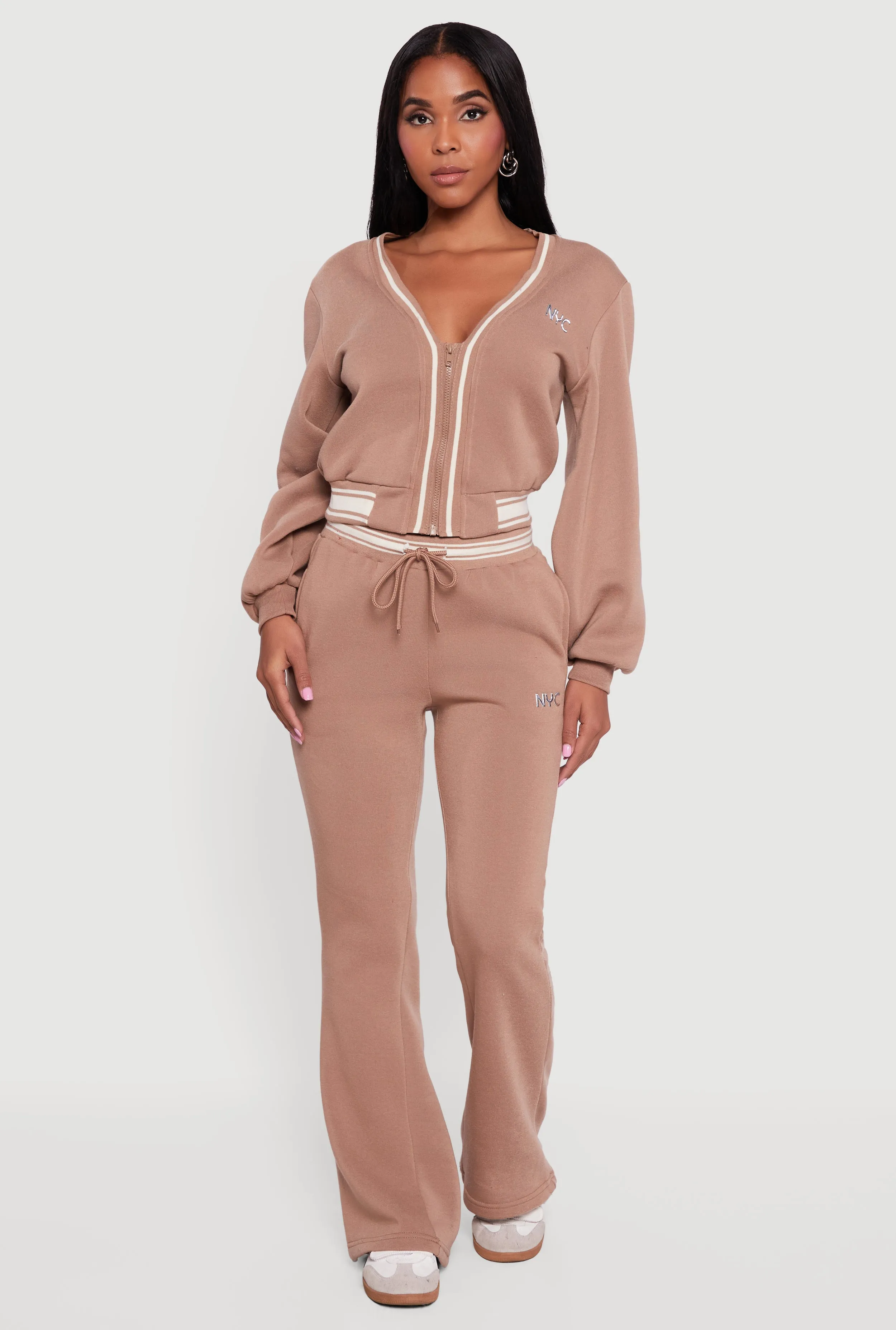 NYC V-Neck Zip Front Cropped Sweatshirt sold by Rainbow product image thumbnail 2