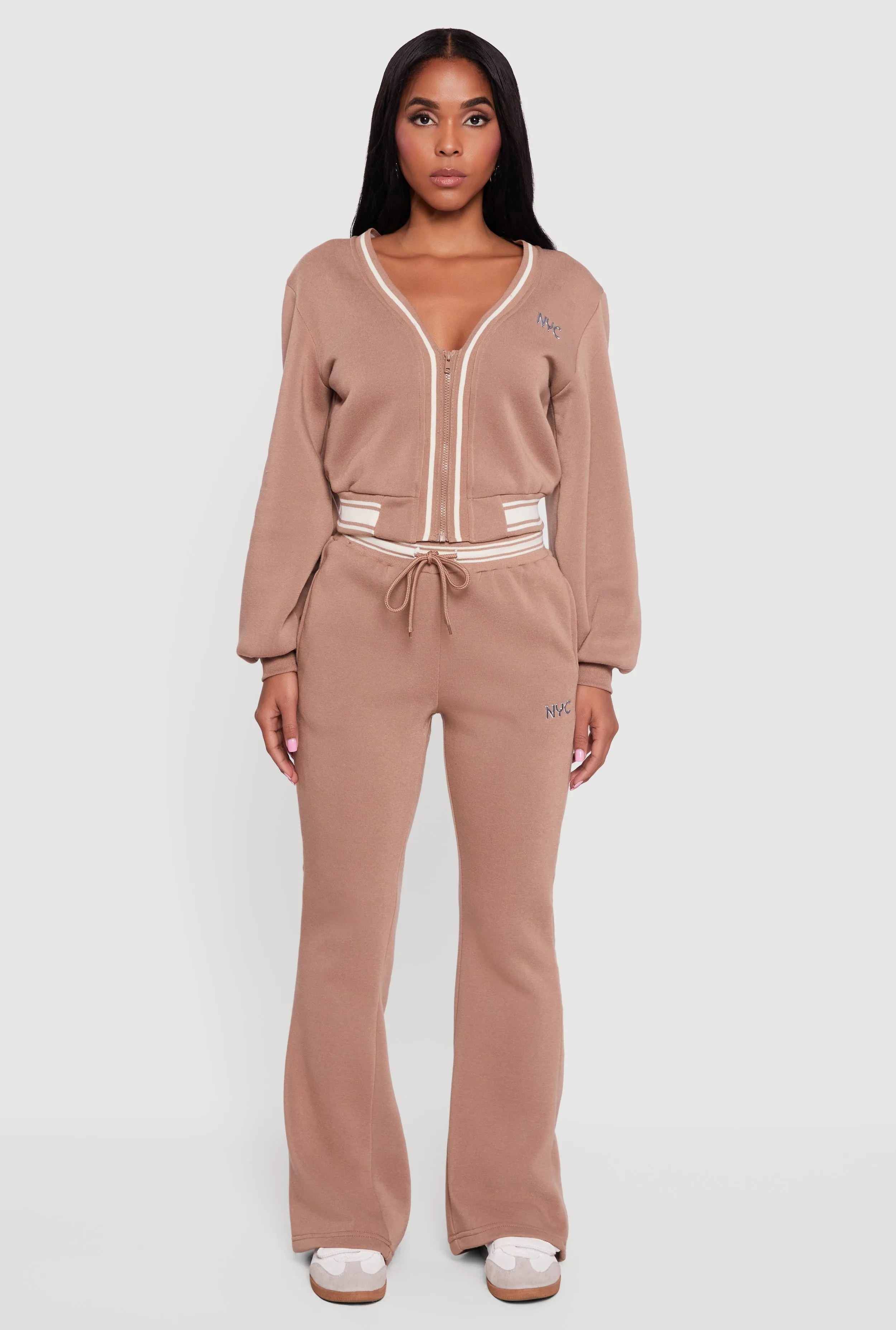 NYC V-Neck Zip Front Cropped Sweatshirt sold by Rainbow product image thumbnail 3