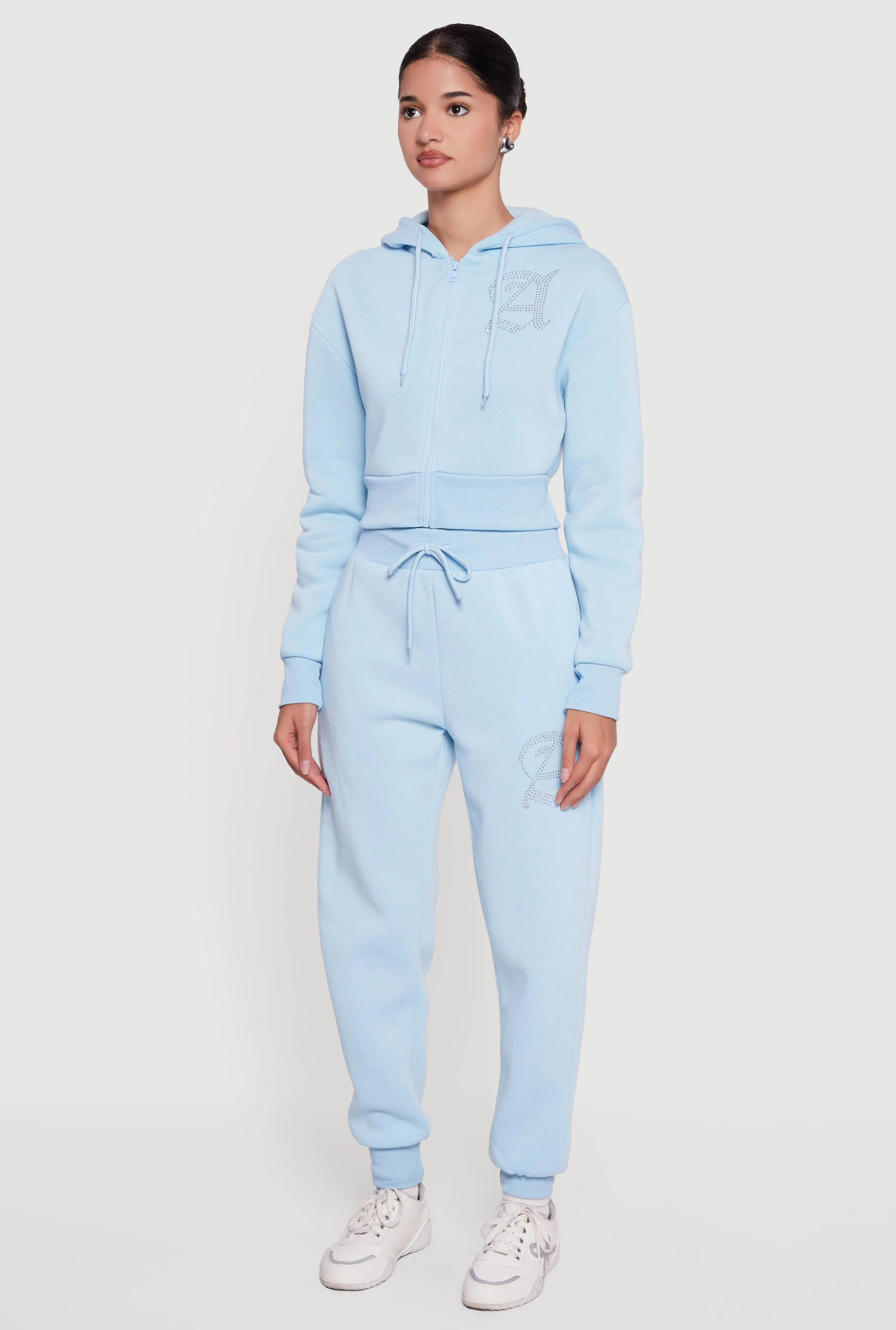 Angel Rhinestone Zip Front Cropped Hoodie sold by Rainbow product image thumbnail 5