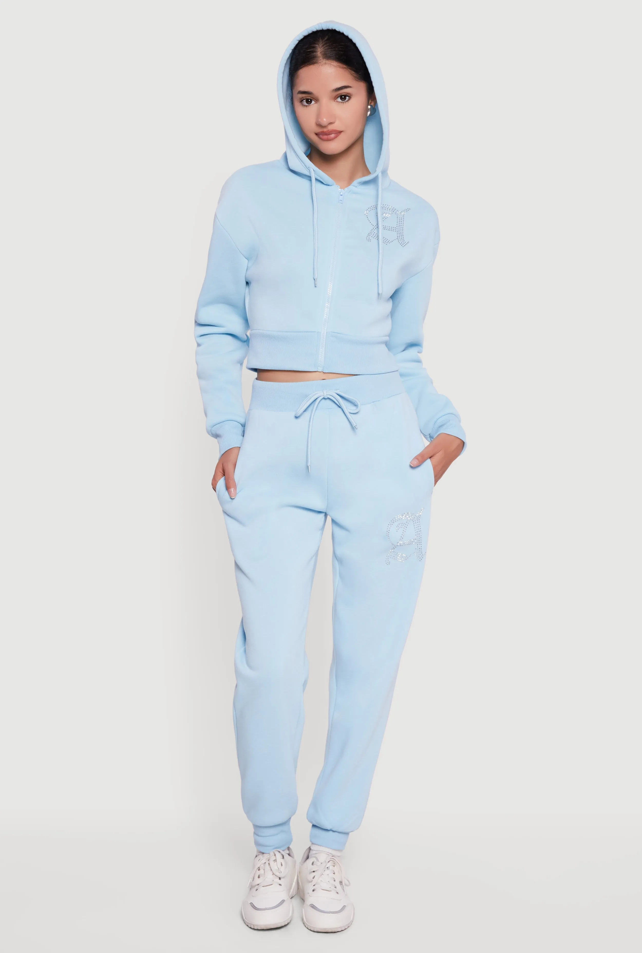 Angel Rhinestone Zip Front Cropped Hoodie sold by Rainbow product image thumbnail 2