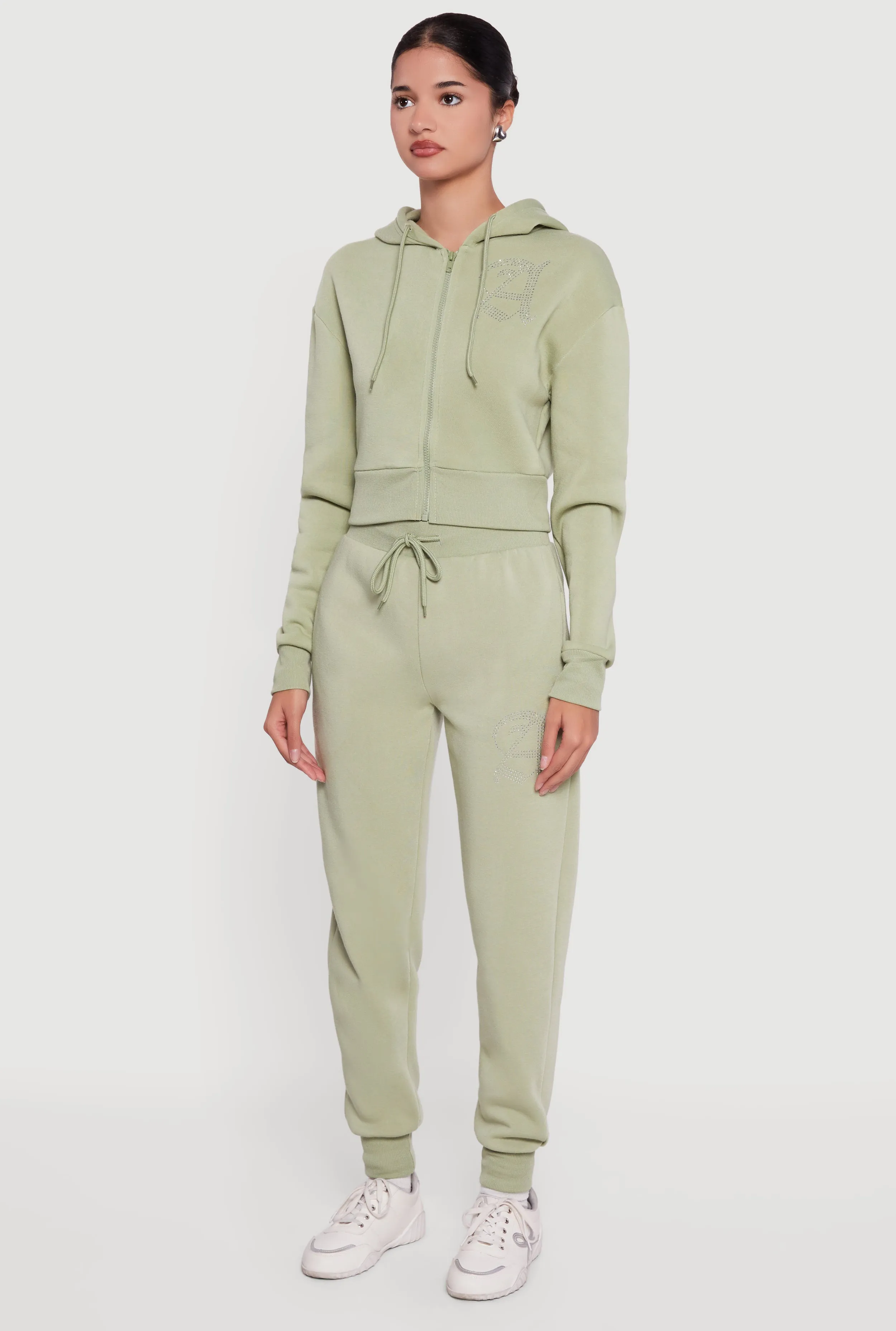 Angel Rhinestone Zip Front Cropped Hoodie sold by Rainbow product image thumbnail 5