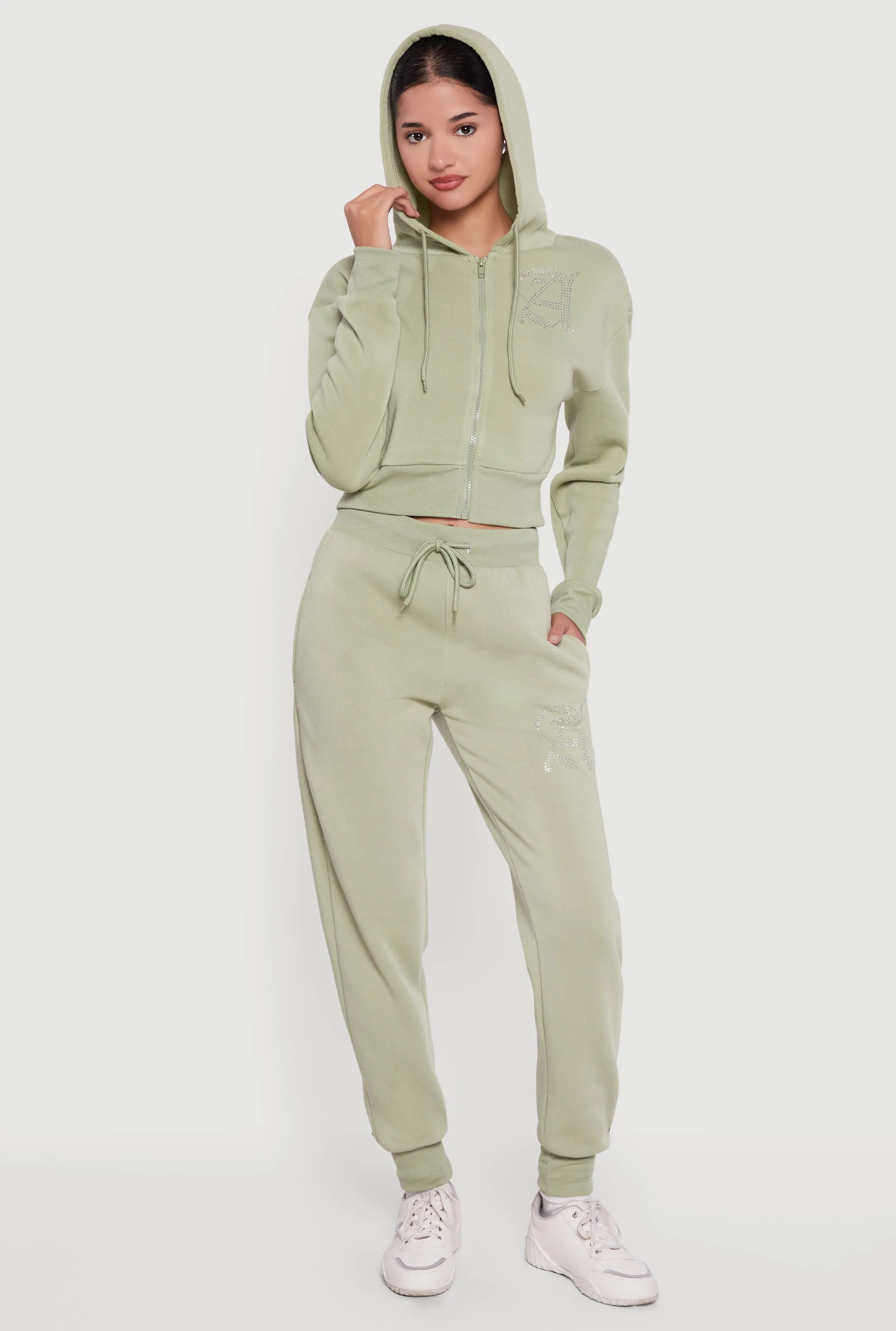 Angel Rhinestone Zip Front Cropped Hoodie sold by Rainbow product image thumbnail 2