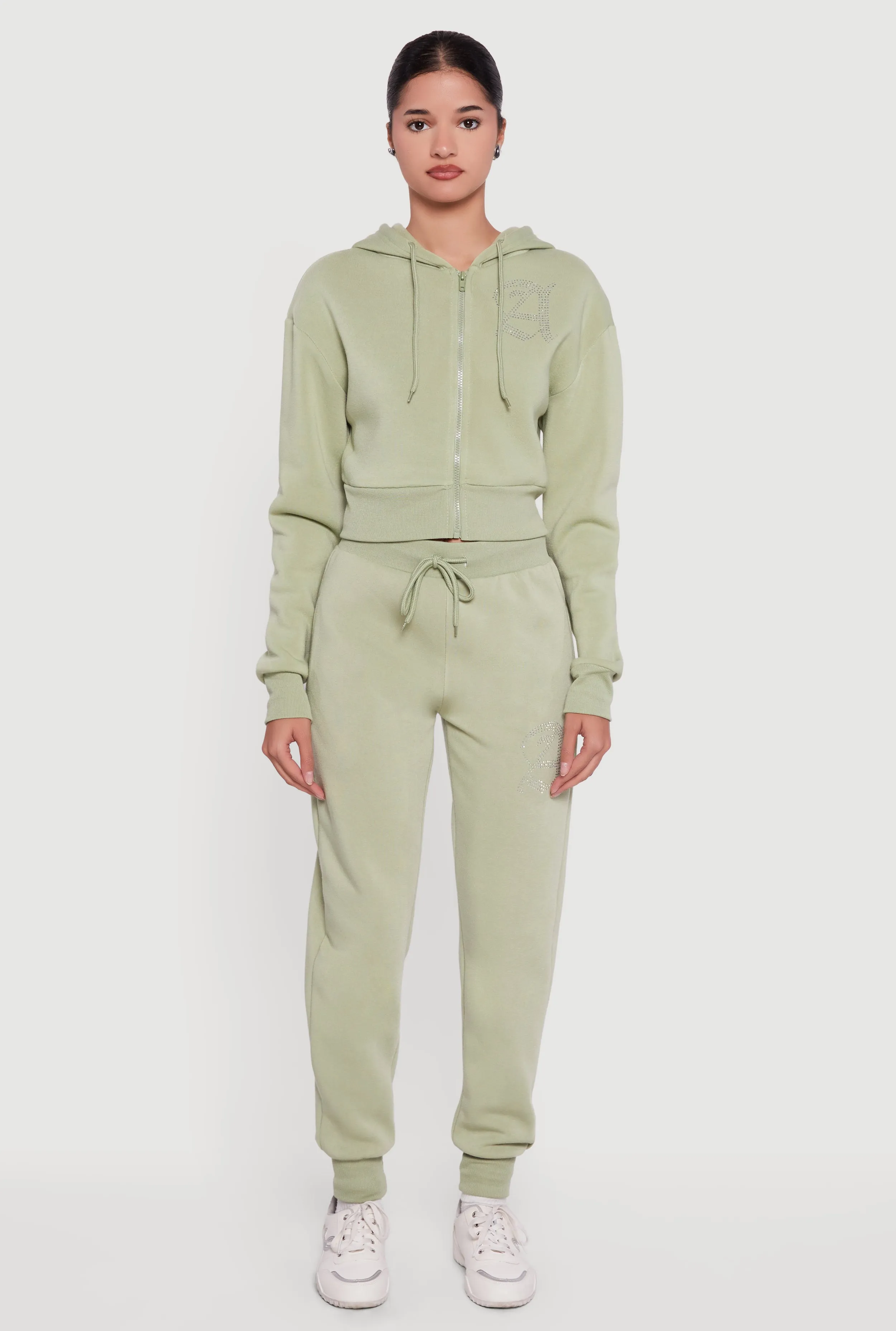 Angel Rhinestone Zip Front Cropped Hoodie sold by Rainbow product image thumbnail 3