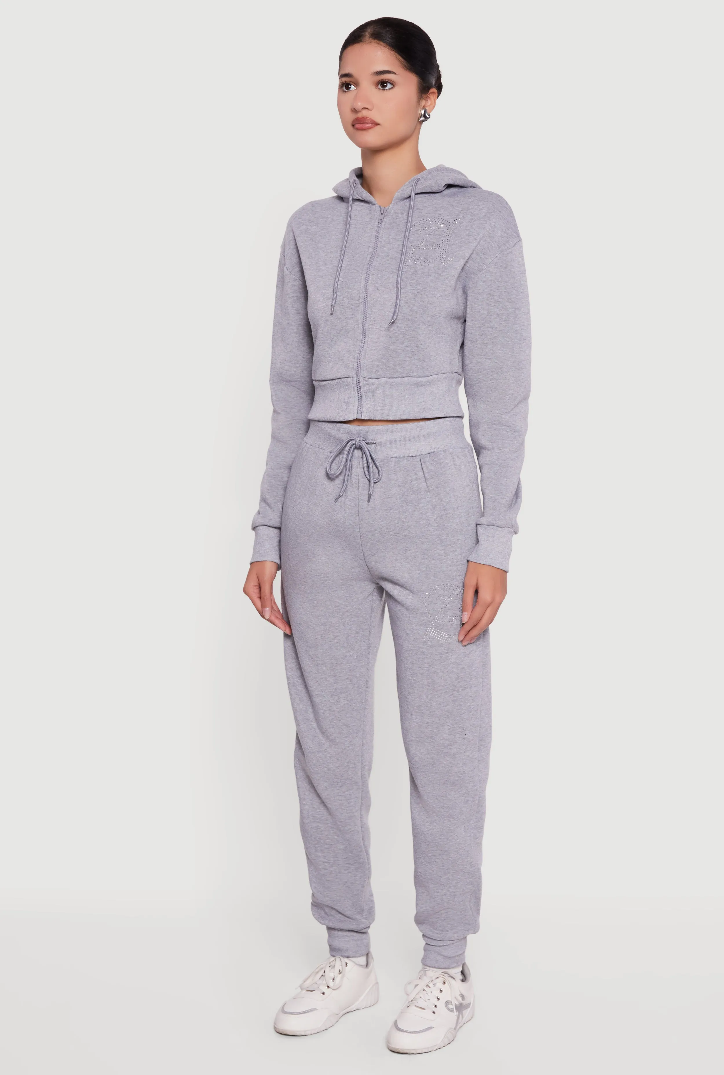 Angel Rhinestone Zip Front Cropped Hoodie sold by Rainbow product image thumbnail 5