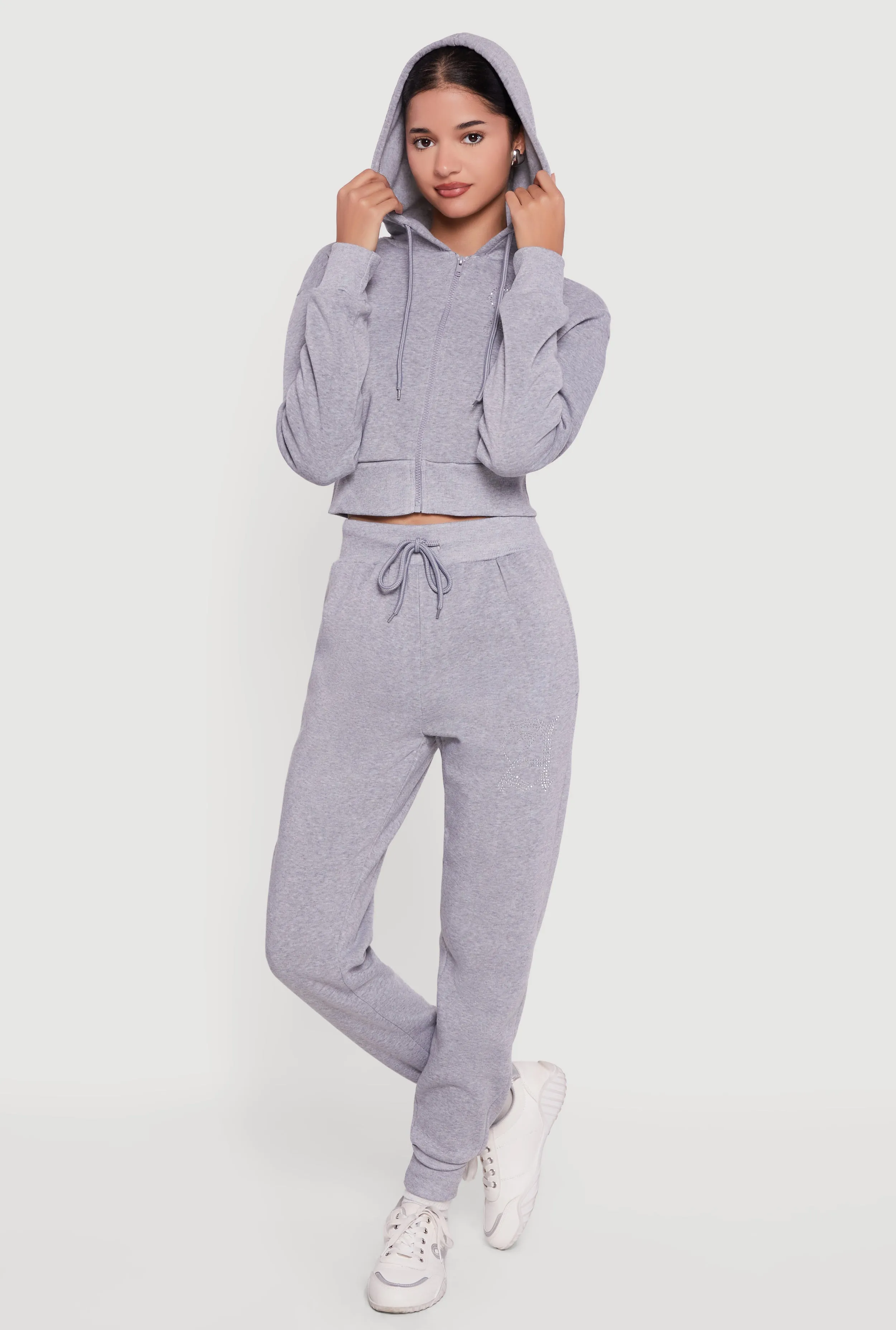 Angel Rhinestone Zip Front Cropped Hoodie sold by Rainbow product image thumbnail 2