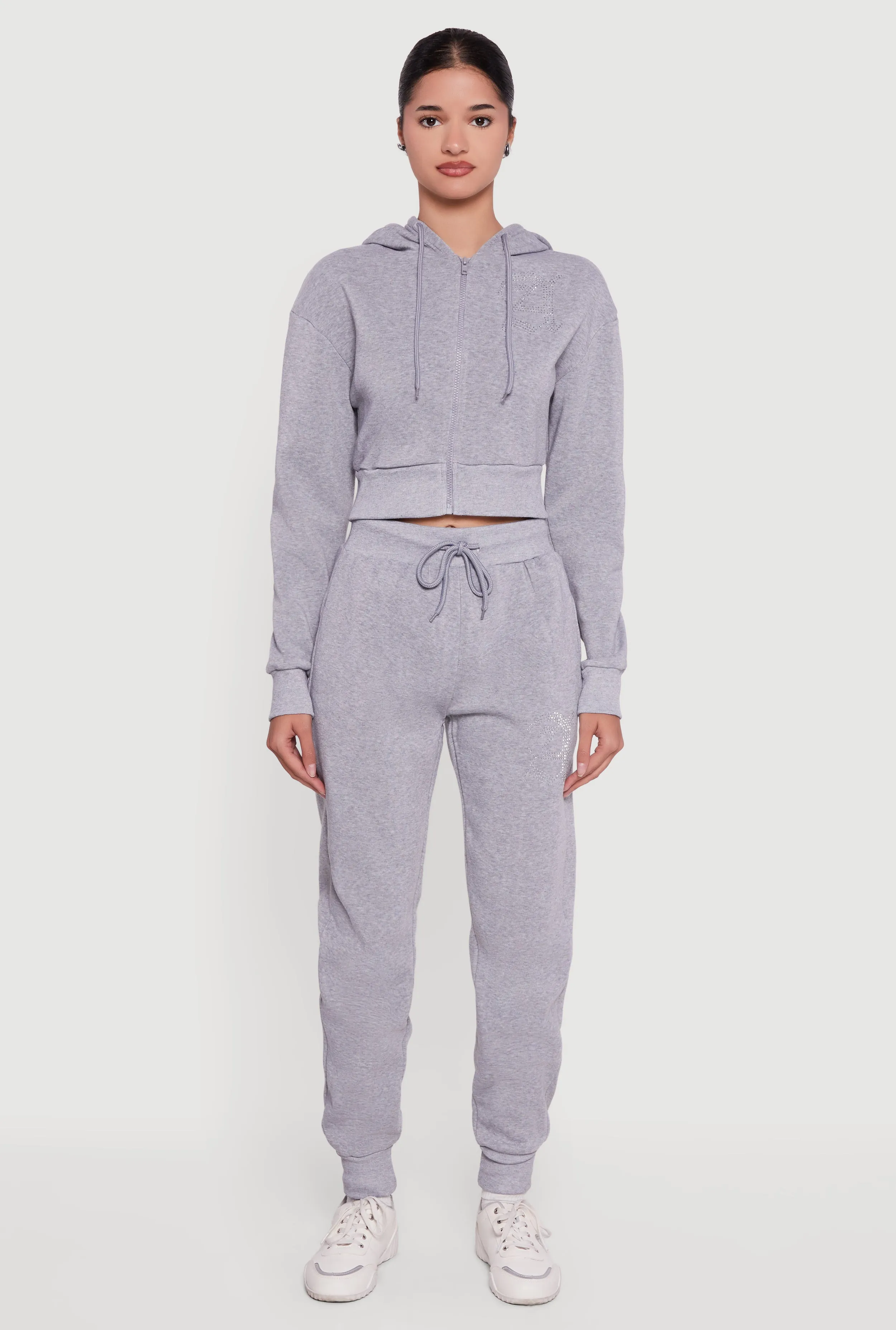 Angel Rhinestone Zip Front Cropped Hoodie sold by Rainbow product image thumbnail 3