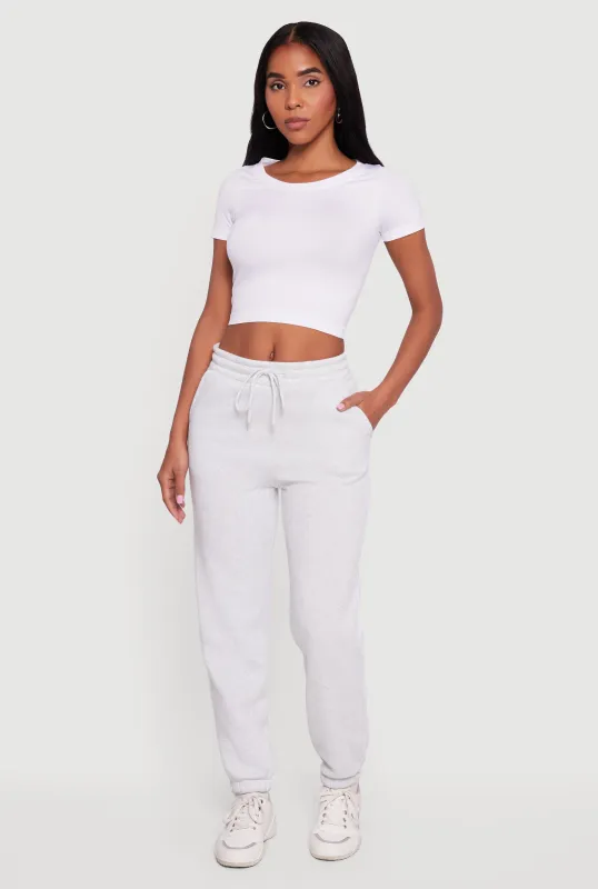 High Waisted Drawstring Fleece Sweatpants sold by Rainbow