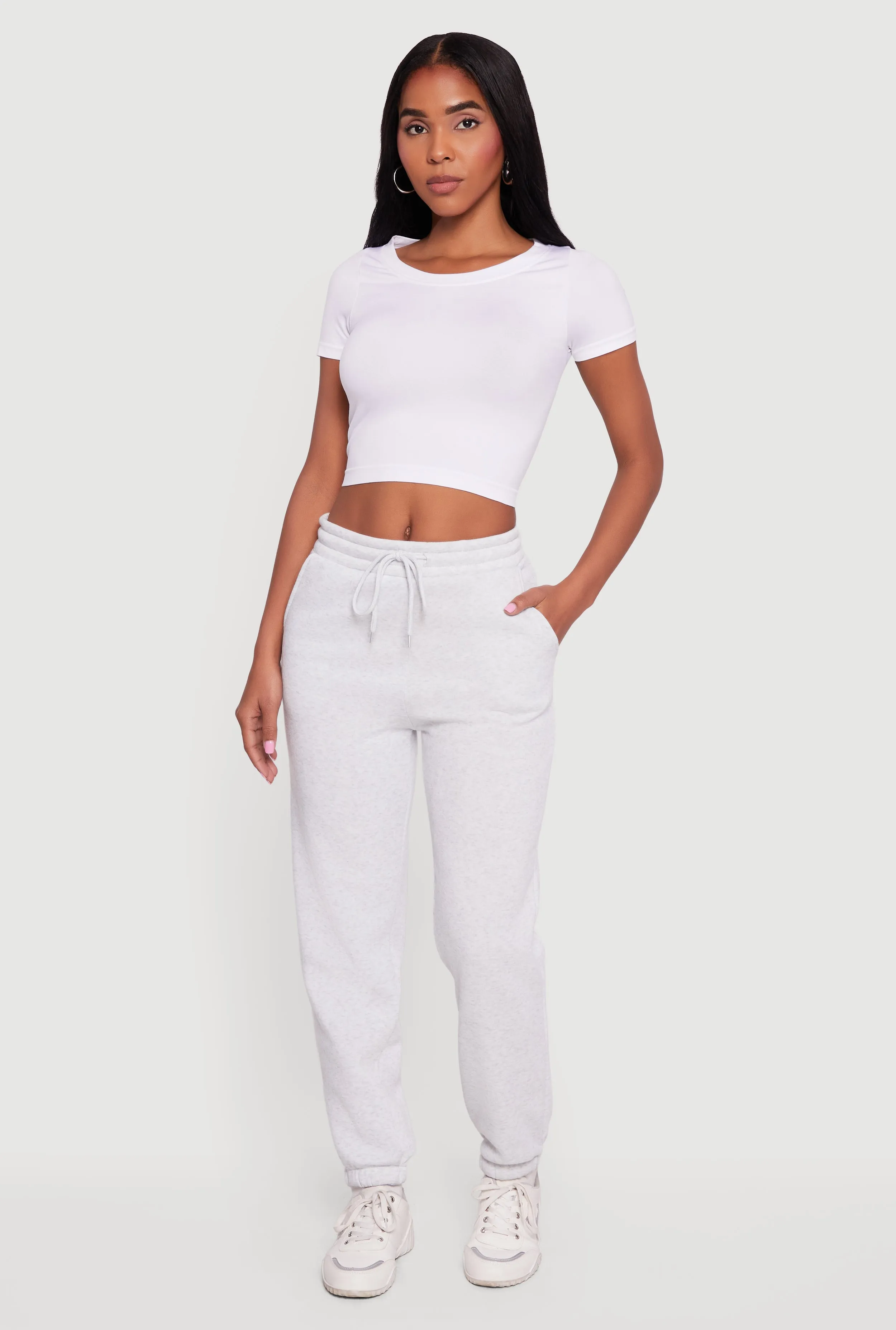 High Waisted Drawstring Fleece Sweatpants sold by Rainbow