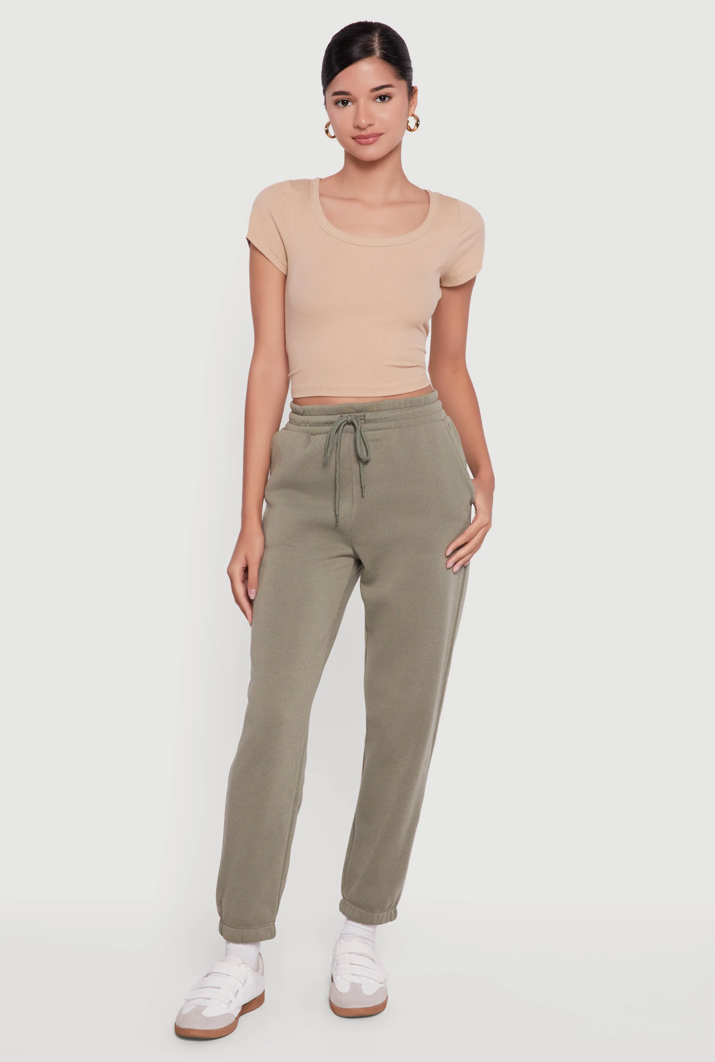 High Waisted Drawstring Fleece Sweatpants sold by Rainbow