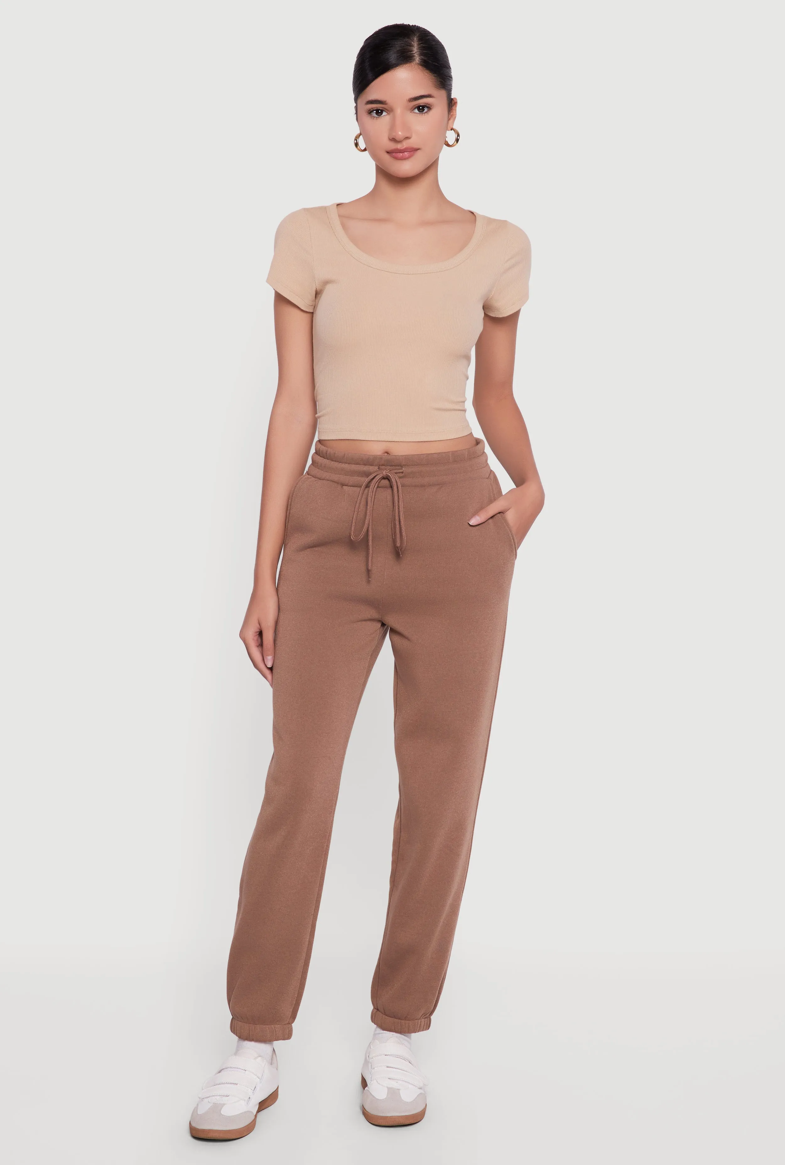 High Waisted Drawstring Fleece Sweatpants sold by Rainbow