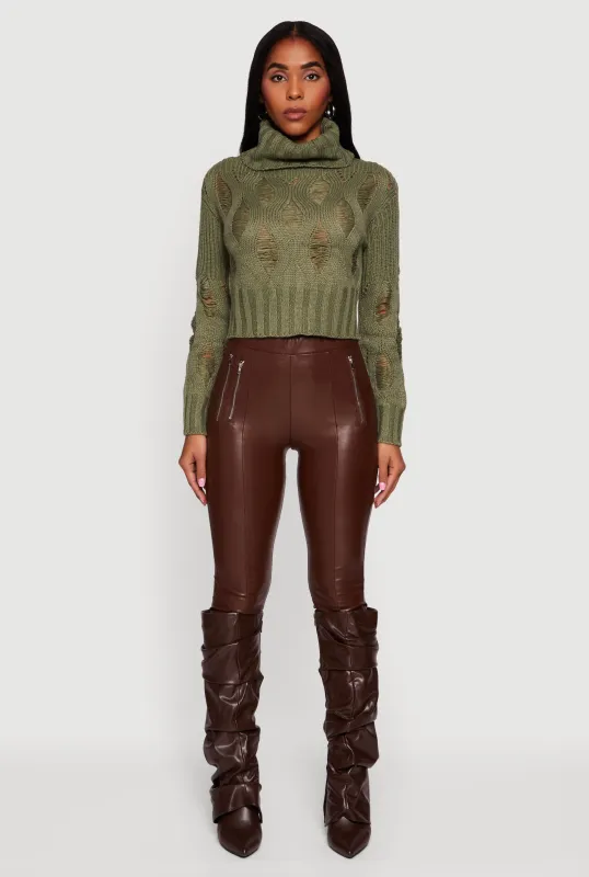 Long Sleeve Distressed Turtleneck Sweater sold by Rainbow