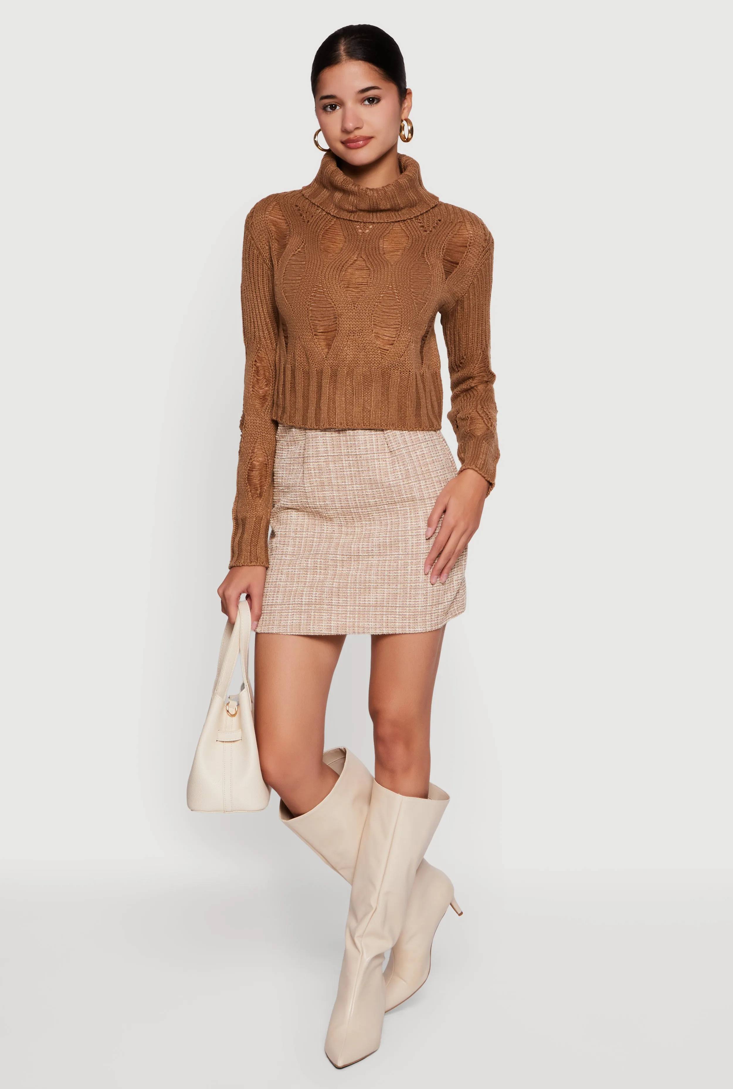 Long Sleeve Distressed Turtleneck Sweater sold by Rainbow