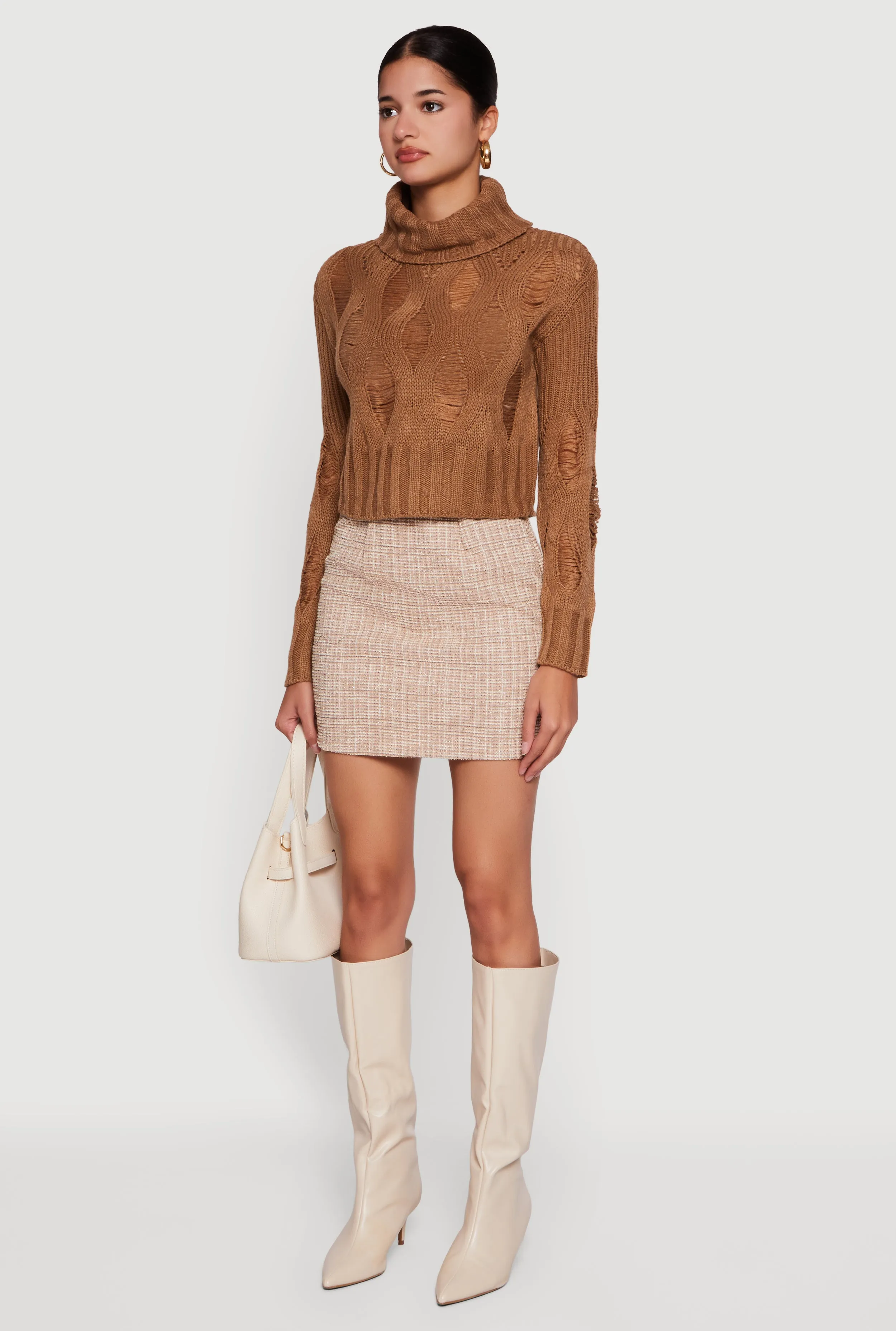 Long Sleeve Distressed Turtleneck Sweater sold by Rainbow product image thumbnail 5