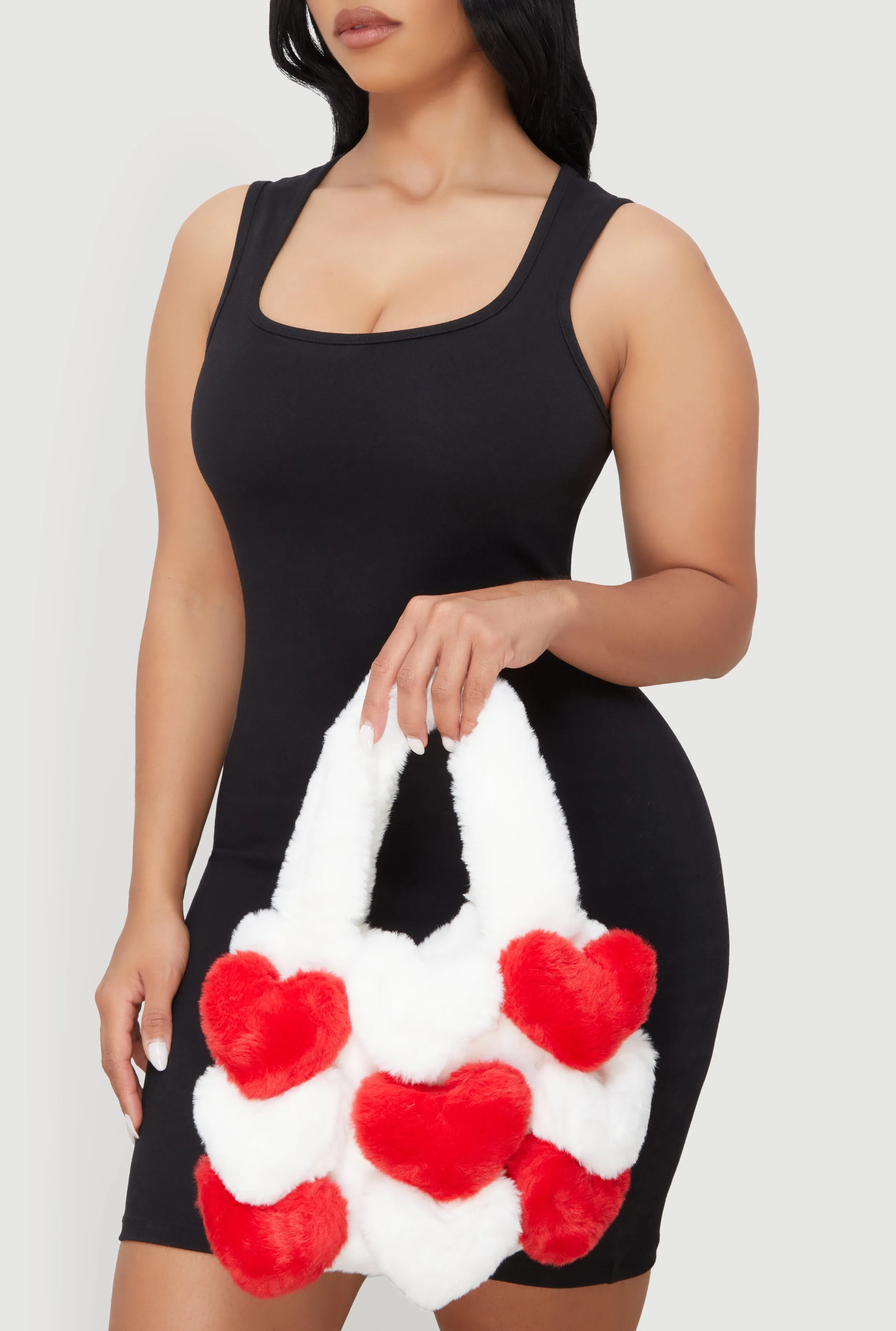 3D Color Block Hearts Faux Fur Hand Bag sold by Rainbow product image thumbnail 2