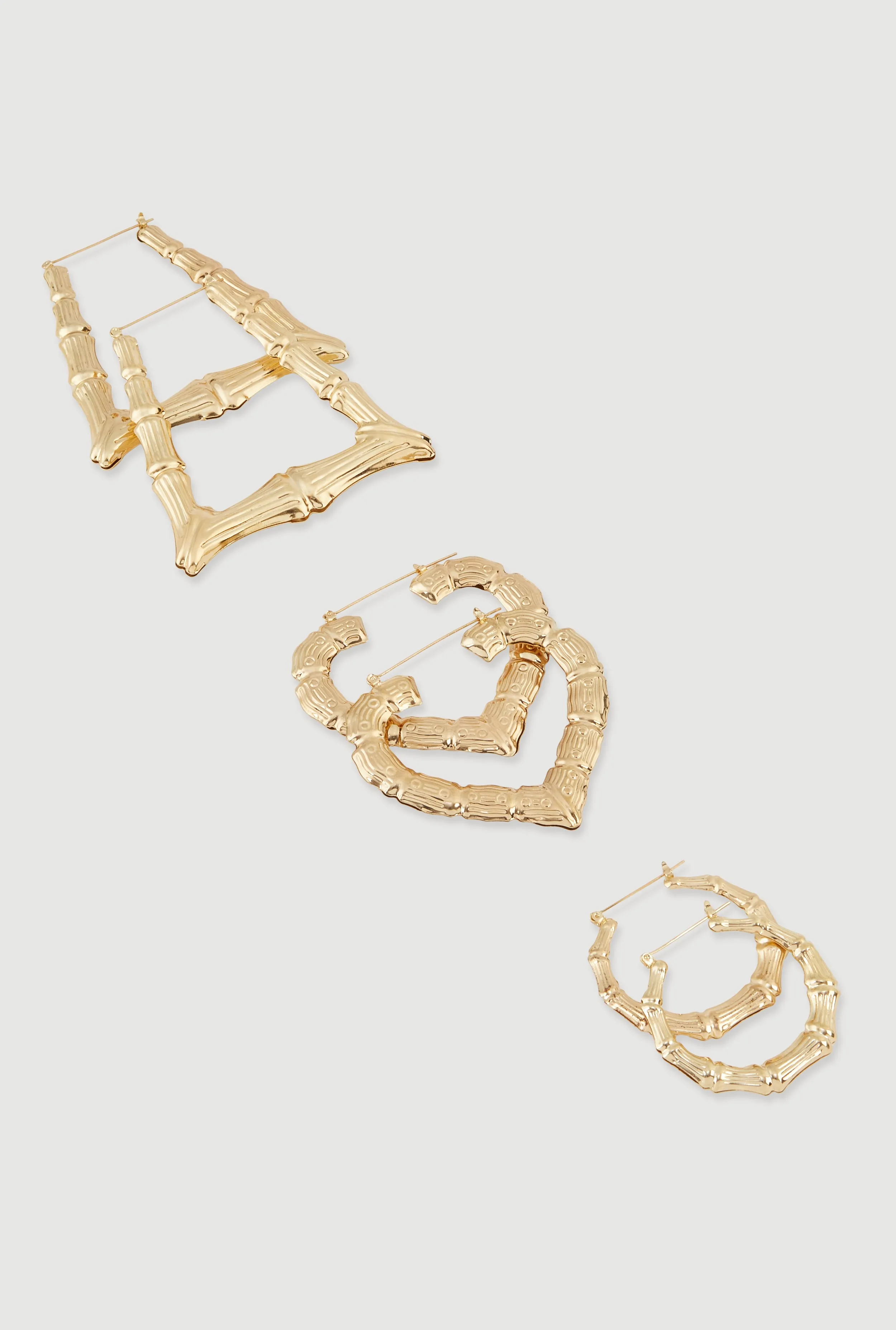Assorted Bamboo Hoop Earrings Trio sold by Rainbow