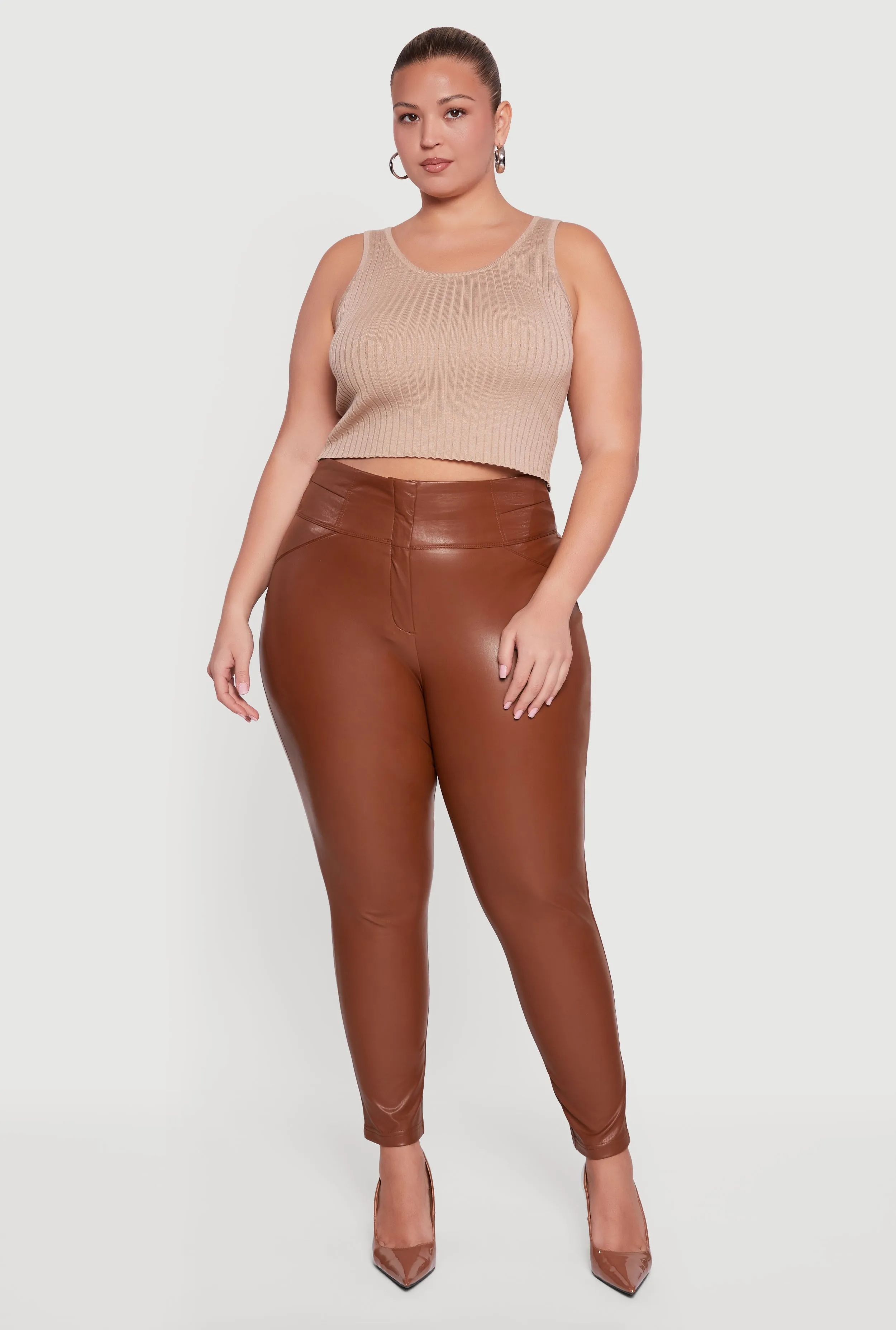 Plus Size Fleece Lined Faux Leather Dress Pants sold by Rainbow product image thumbnail 2