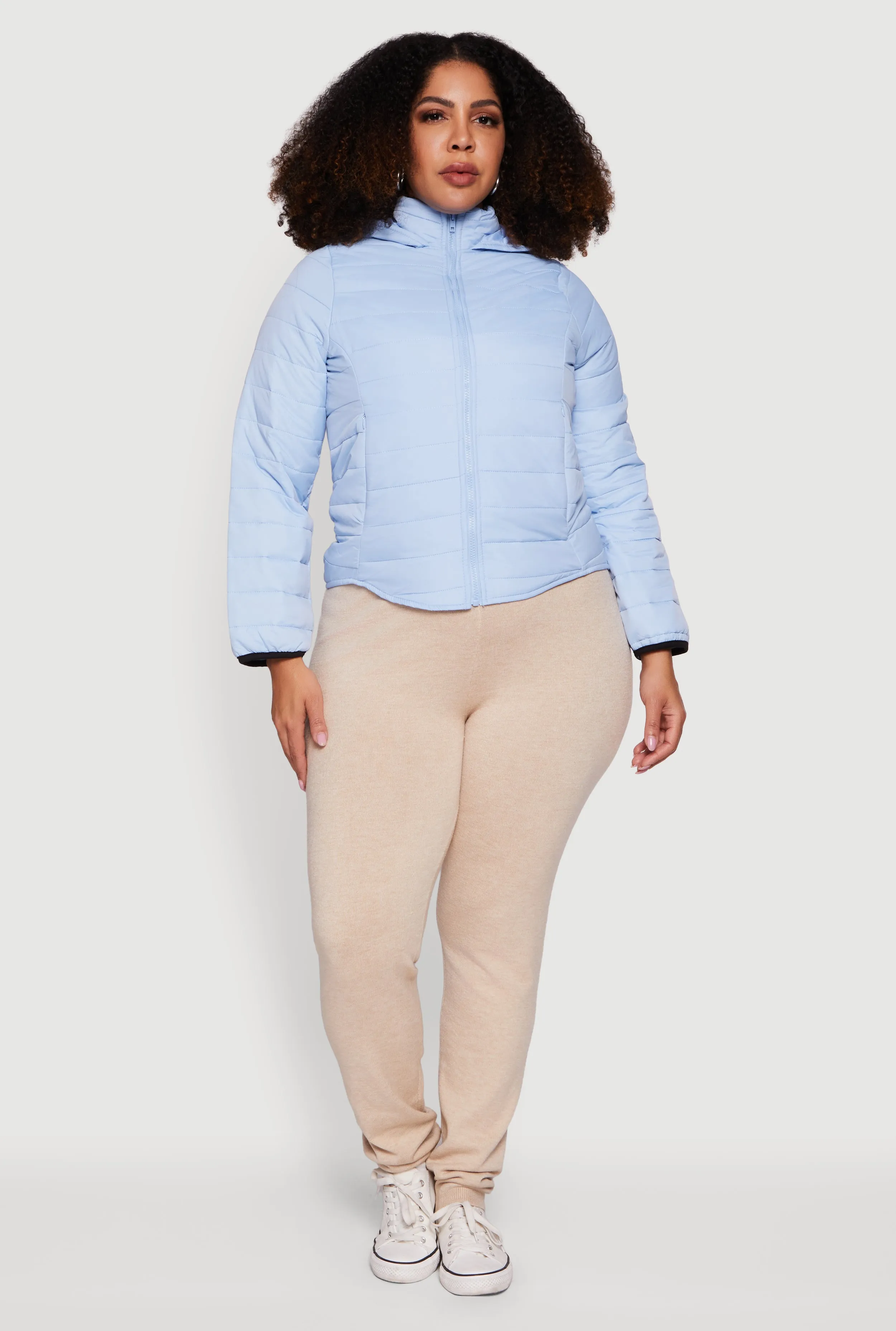 Plus Size Hooded Mock Neck Zip Front Puffer Jacket sold by Rainbow product image thumbnail 4