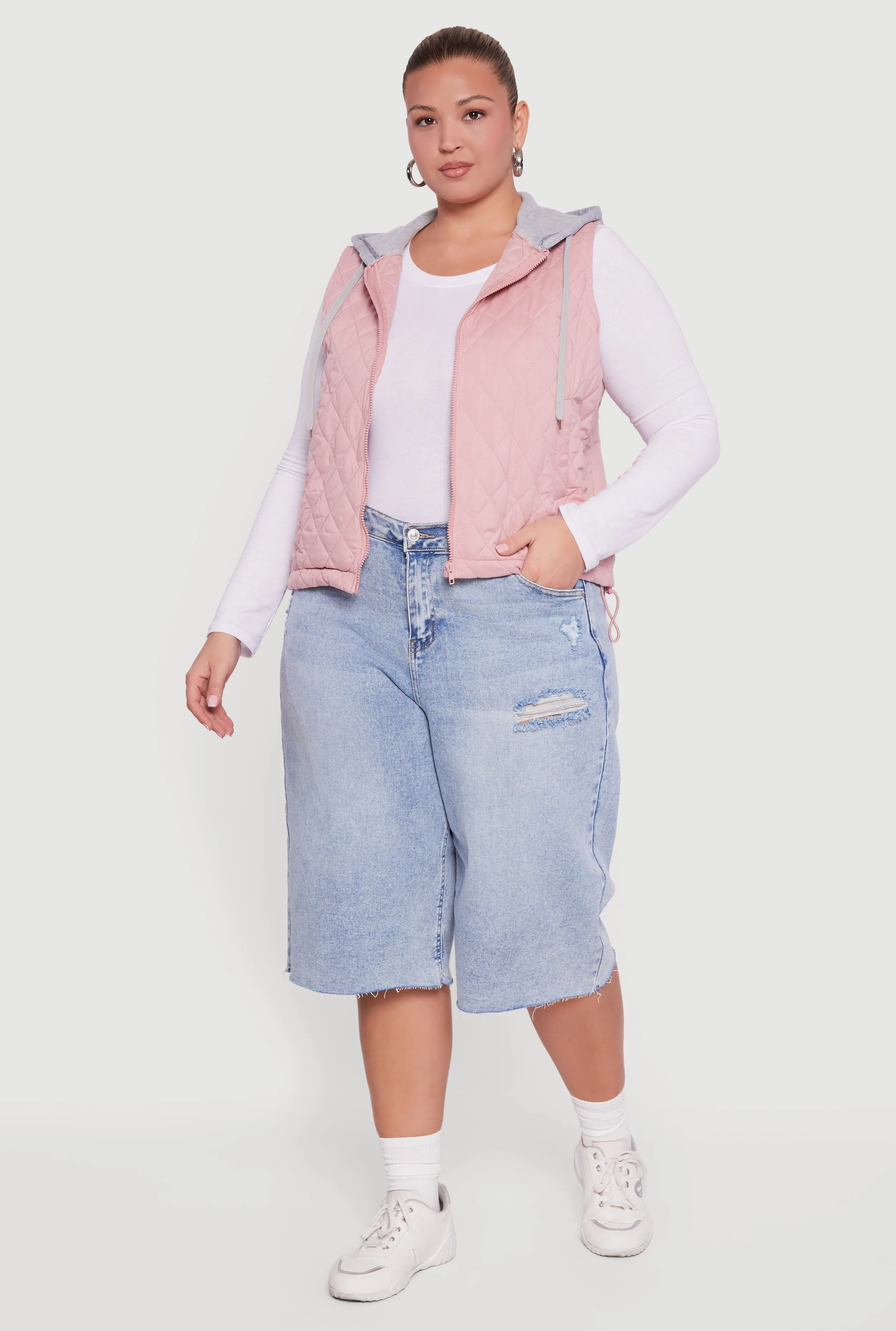 Plus Size Zip Front Hooded Quilted Vest sold by Rainbow product image thumbnail 2