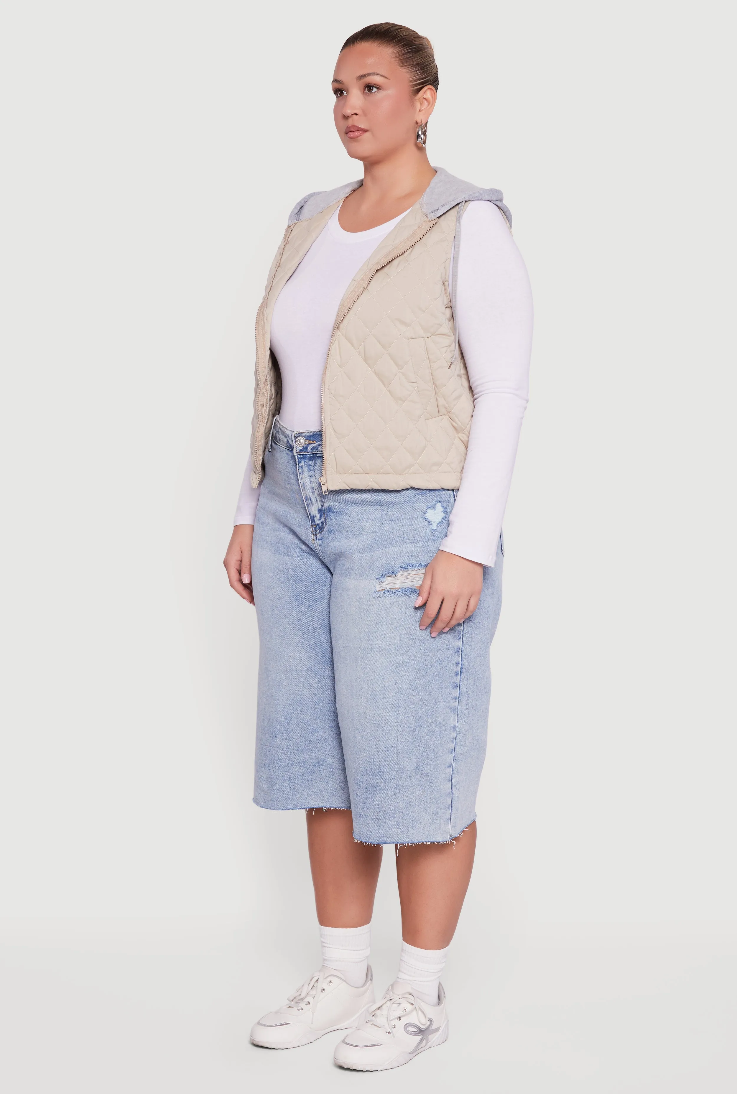 Plus Size Zip Front Hooded Quilted Vest sold by Rainbow product image thumbnail 5