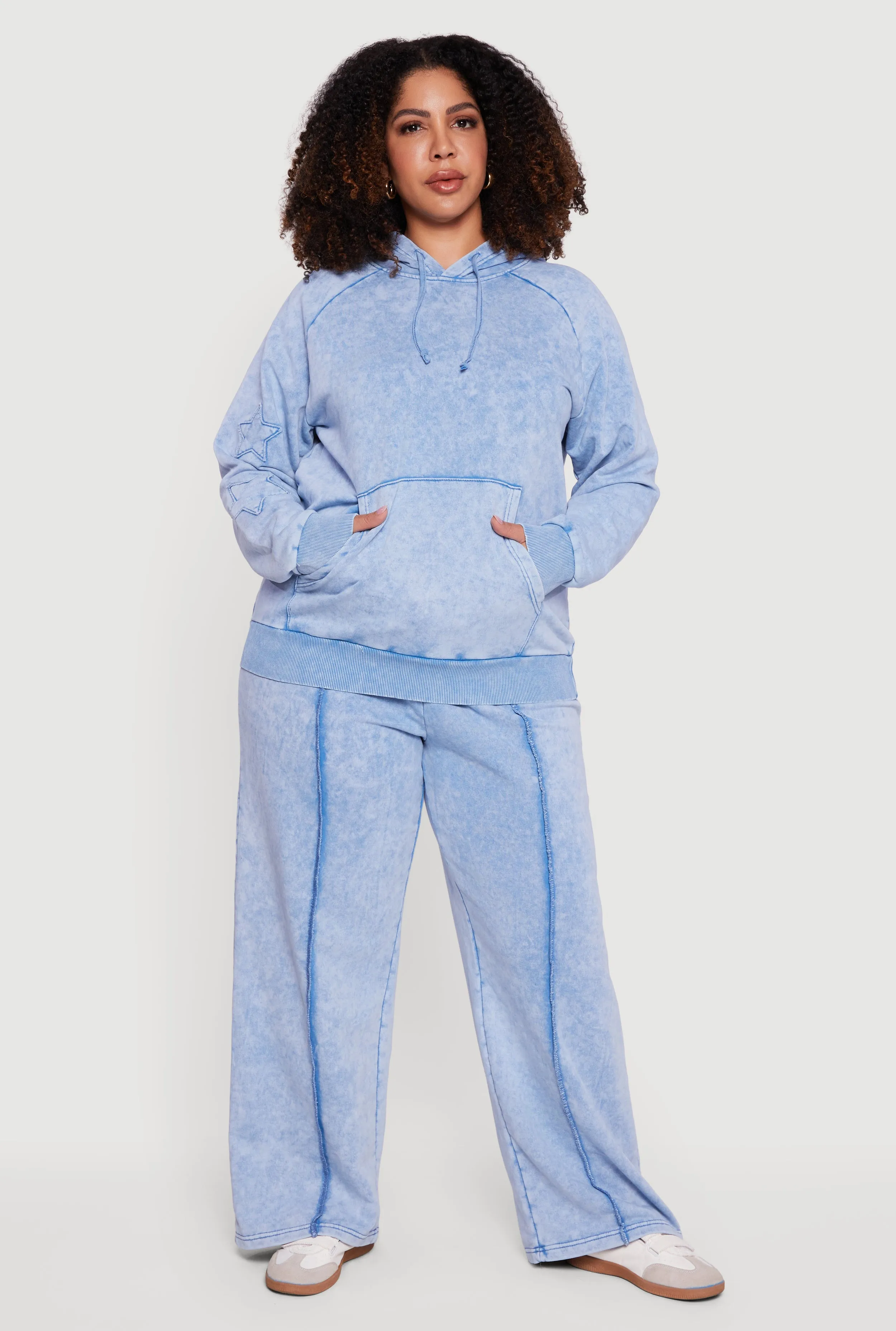 Plus Size Acid Wash High Waisted Wide Leg Sweatpants sold by Rainbow product image thumbnail 2