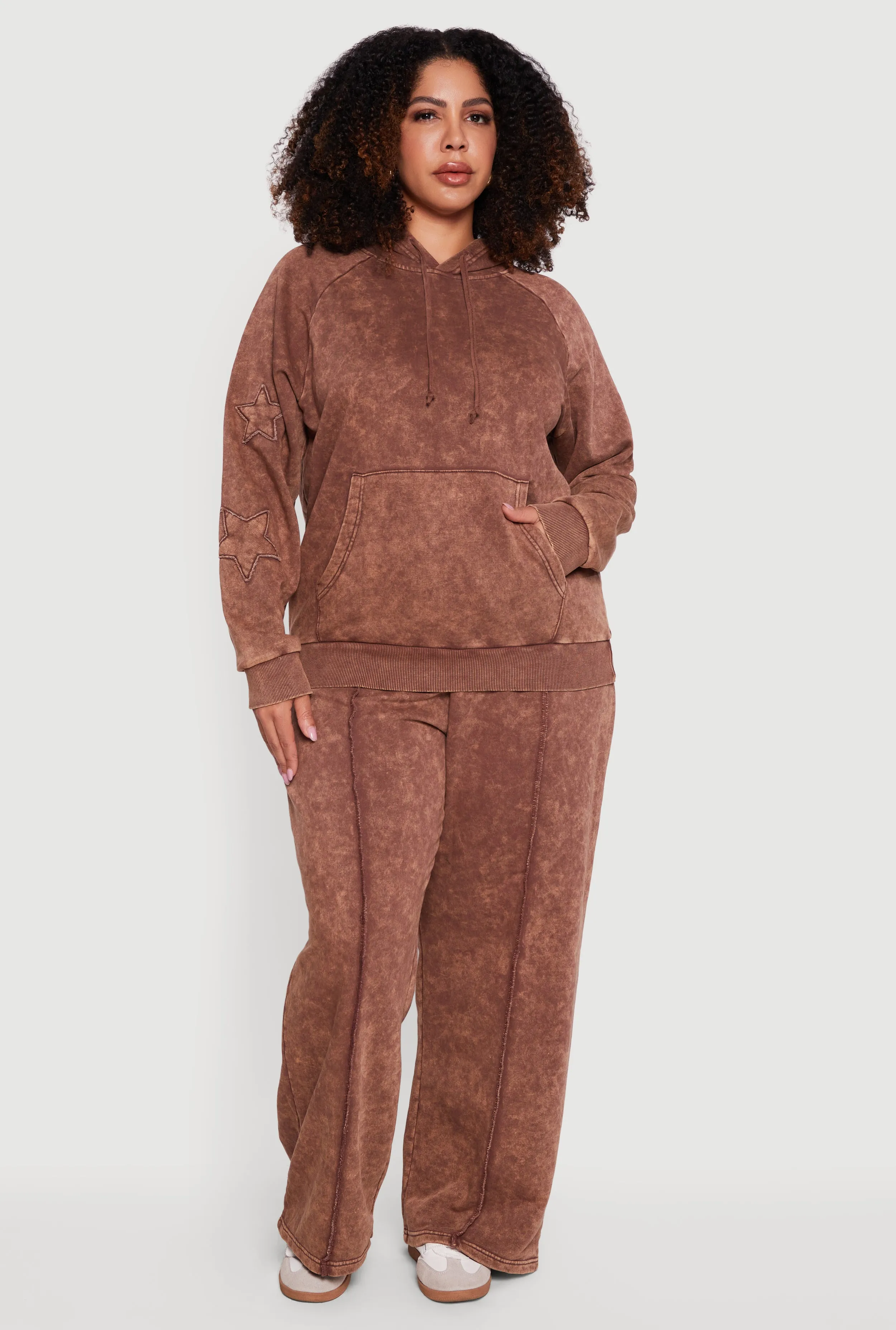 Plus Size Acid Wash High Waisted Wide Leg Sweatpants sold by Rainbow