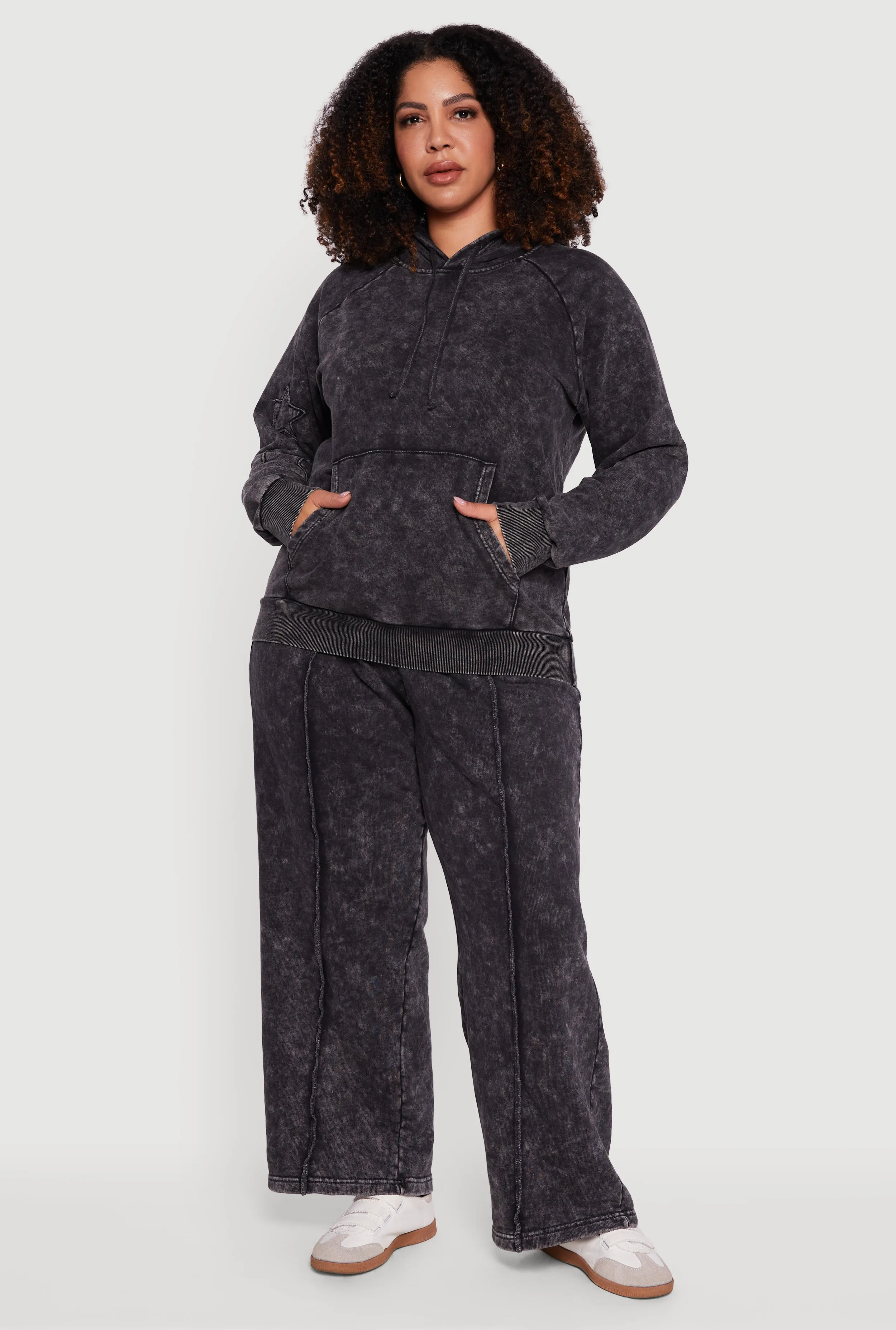 Plus Size Acid Wash High Waisted Wide Leg Sweatpants sold by Rainbow product image thumbnail 3