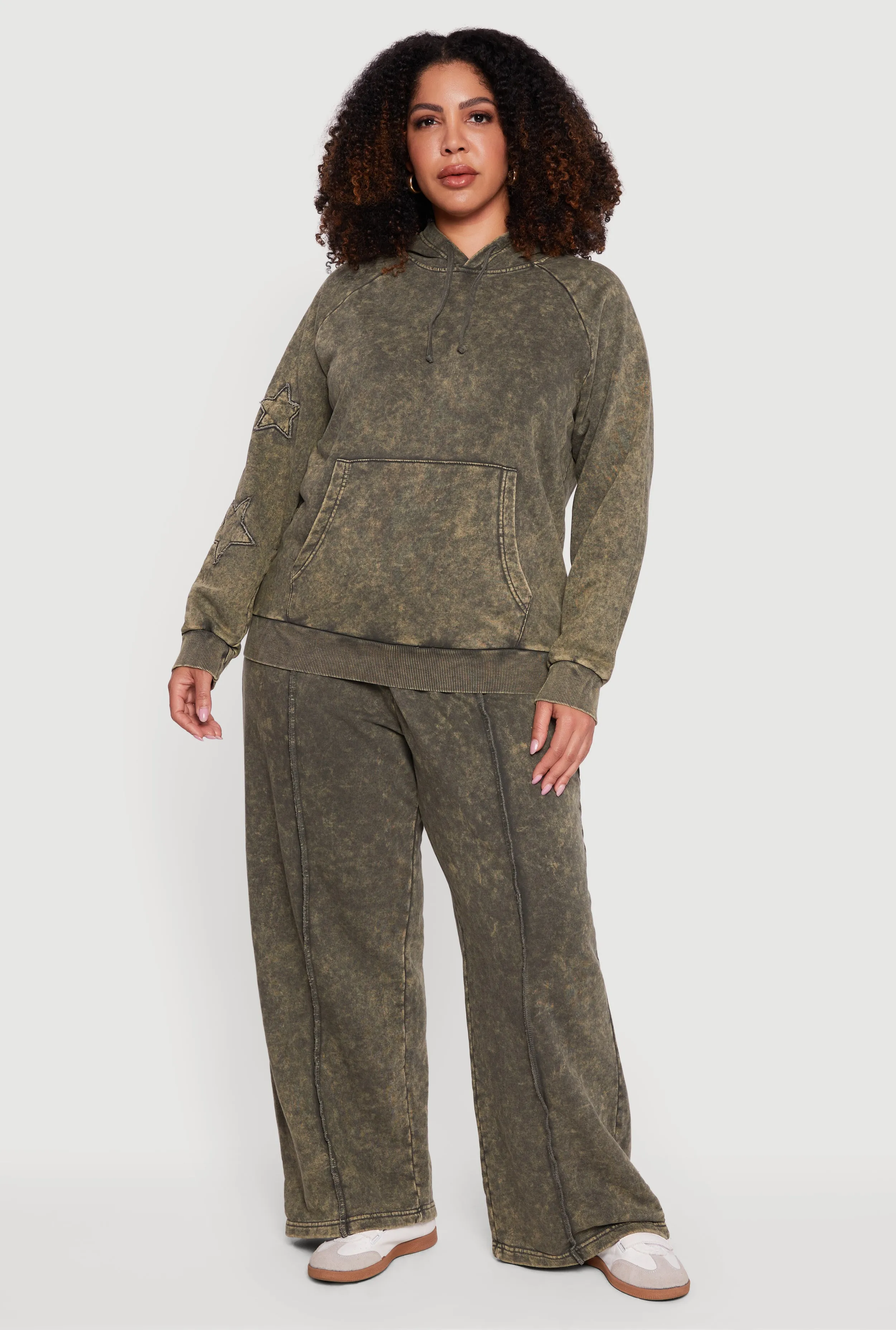 Plus Size Acid Wash High Waisted Wide Leg Sweatpants sold by Rainbow product image thumbnail 4