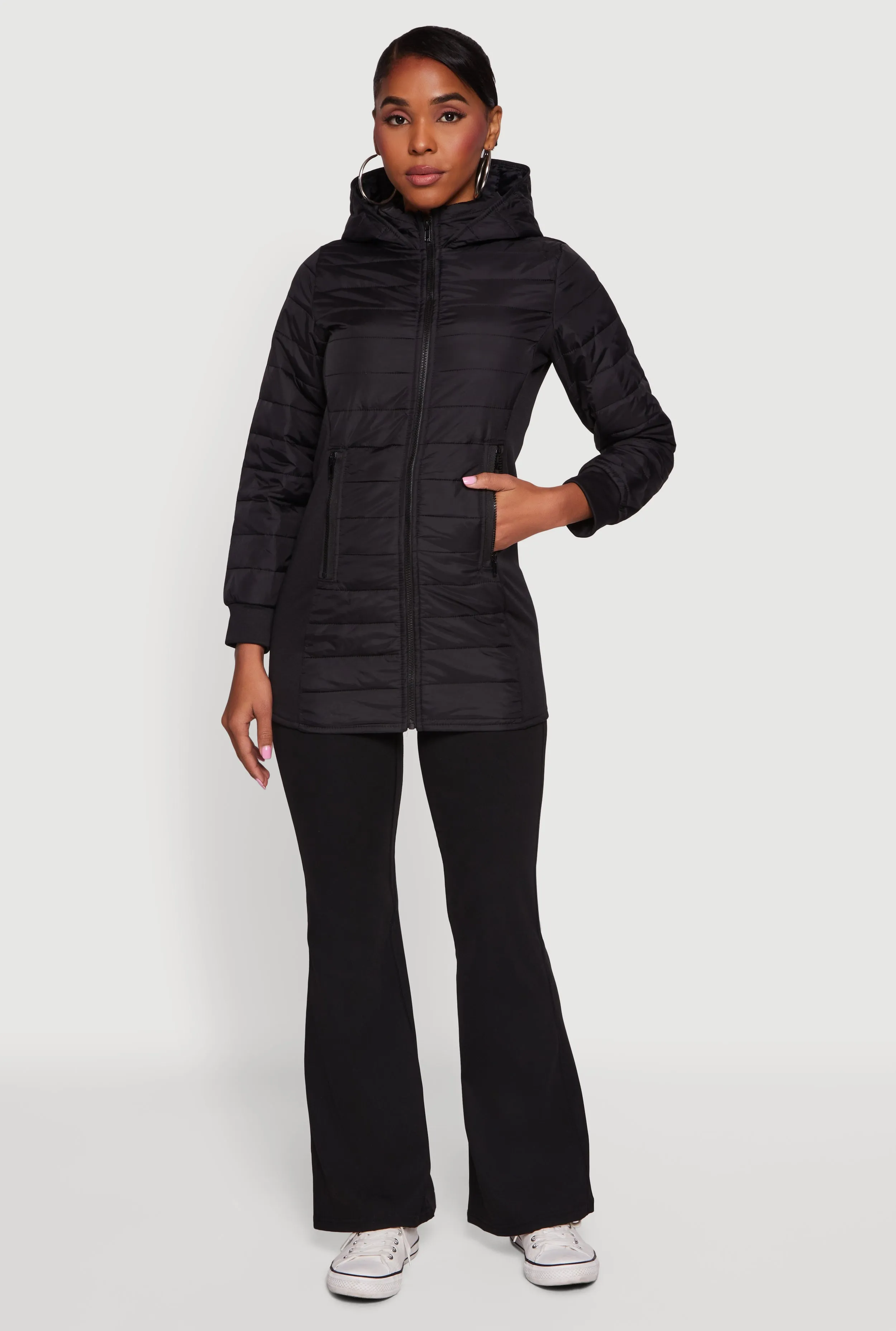 Hooded Zip Front Puffer Jacket sold by Rainbow