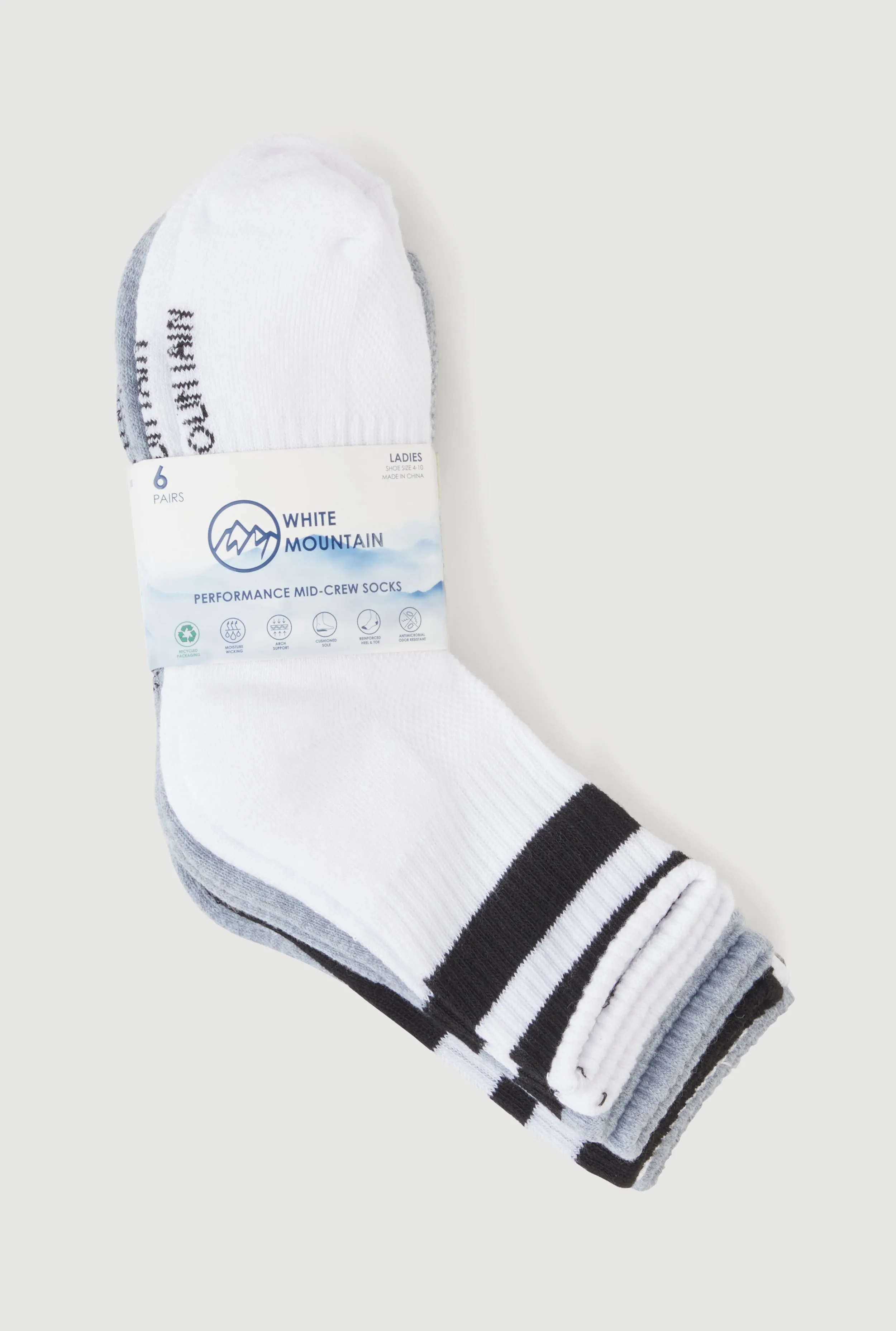 Performance Mid Crew Socks 6 Pack Size 4-10 sold by Rainbow product image thumbnail 3