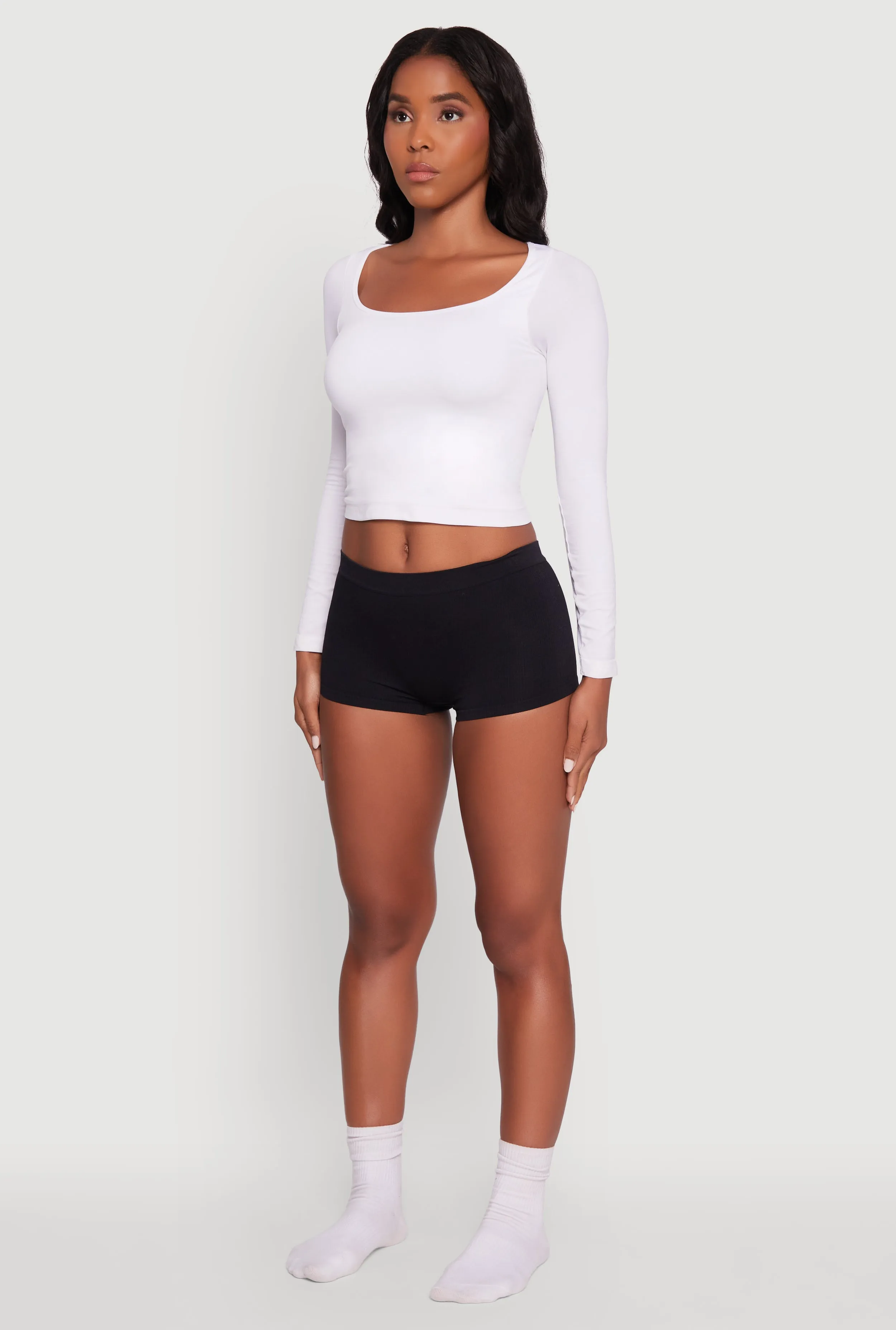 Solid Ribbed Knit Seamless Boyshort Panty sold by Rainbow product image thumbnail 5