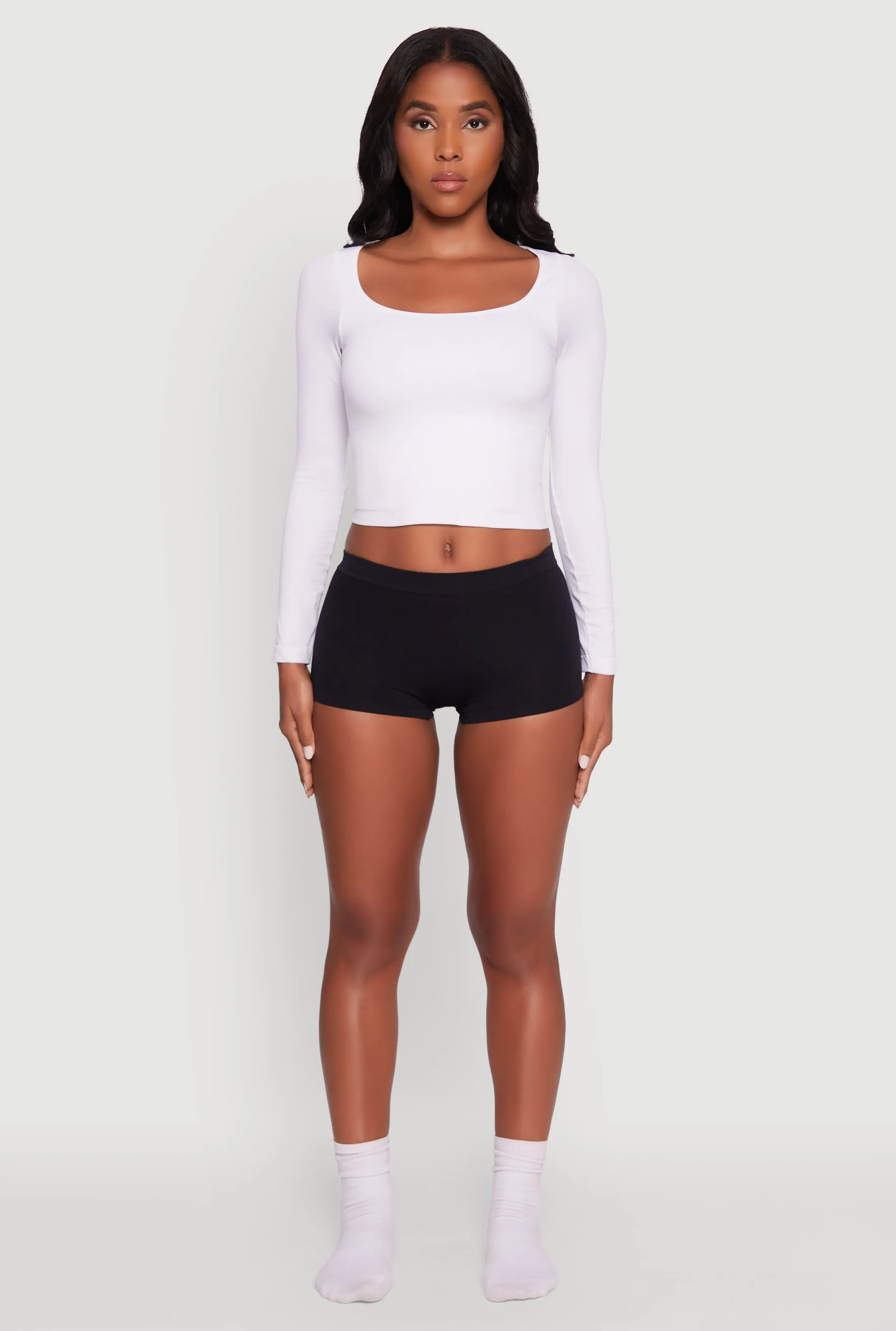 Solid Ribbed Knit Seamless Boyshort Panty sold by Rainbow product image thumbnail 2