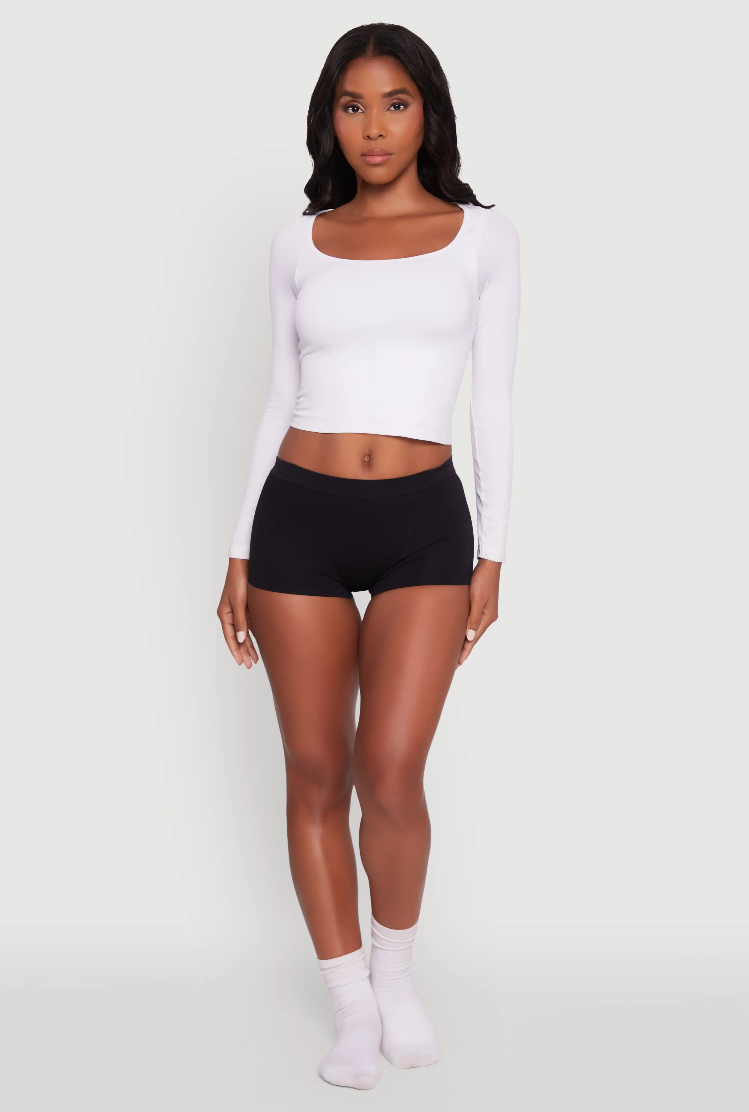 Solid Ribbed Knit Seamless Boyshort Panty sold by Rainbow product image thumbnail 3