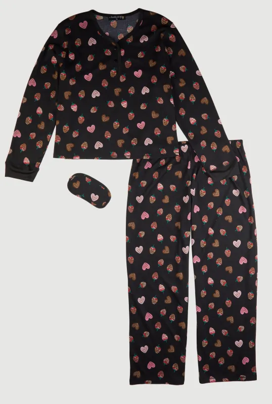 Plus Size Strawberry Print Waffle Knit Thermal Pajama Gift Set sold by Rainbow