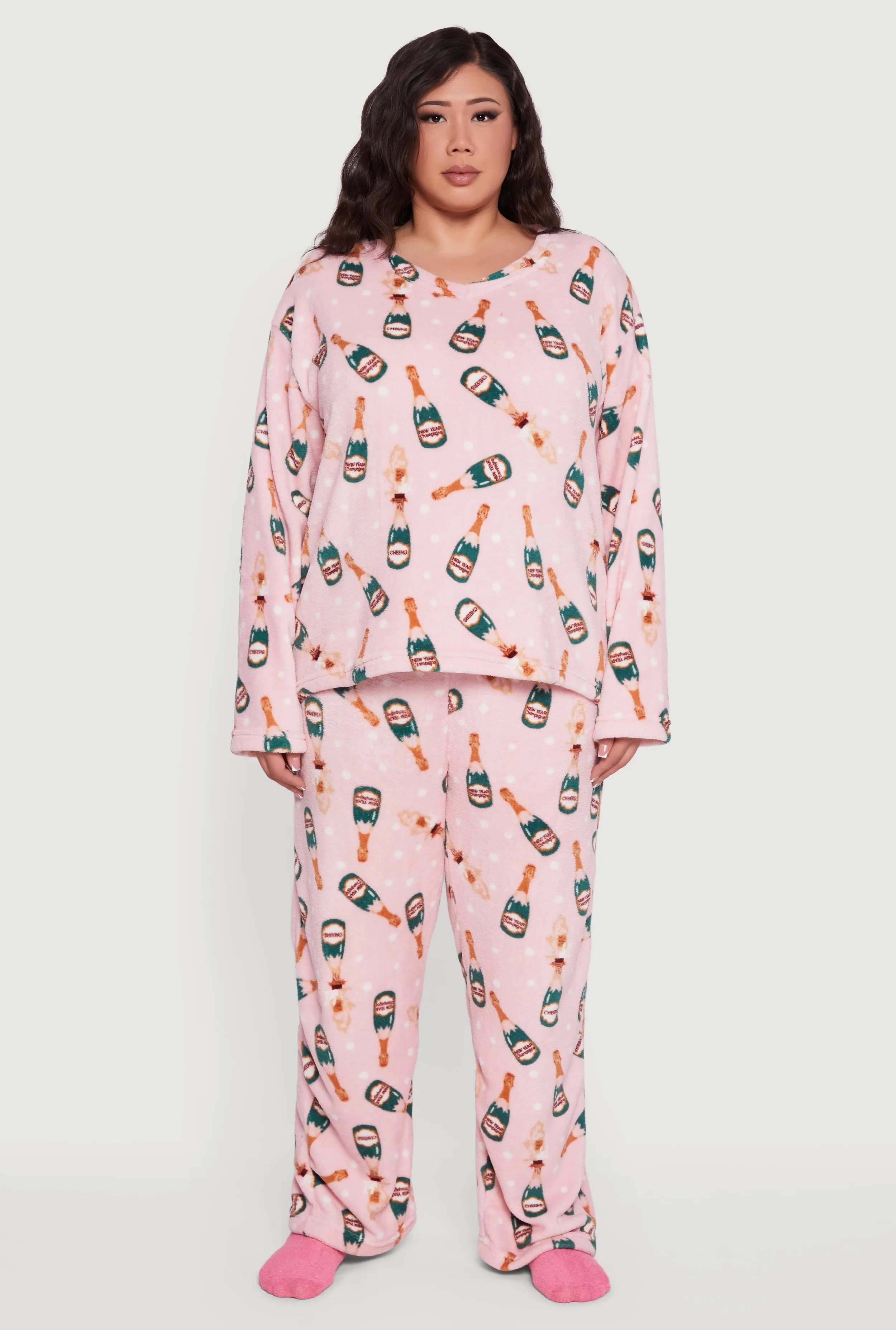 Plus Size Plush Champagne Polka Dot Pajama Gift Set sold by Rainbow product image thumbnail 3