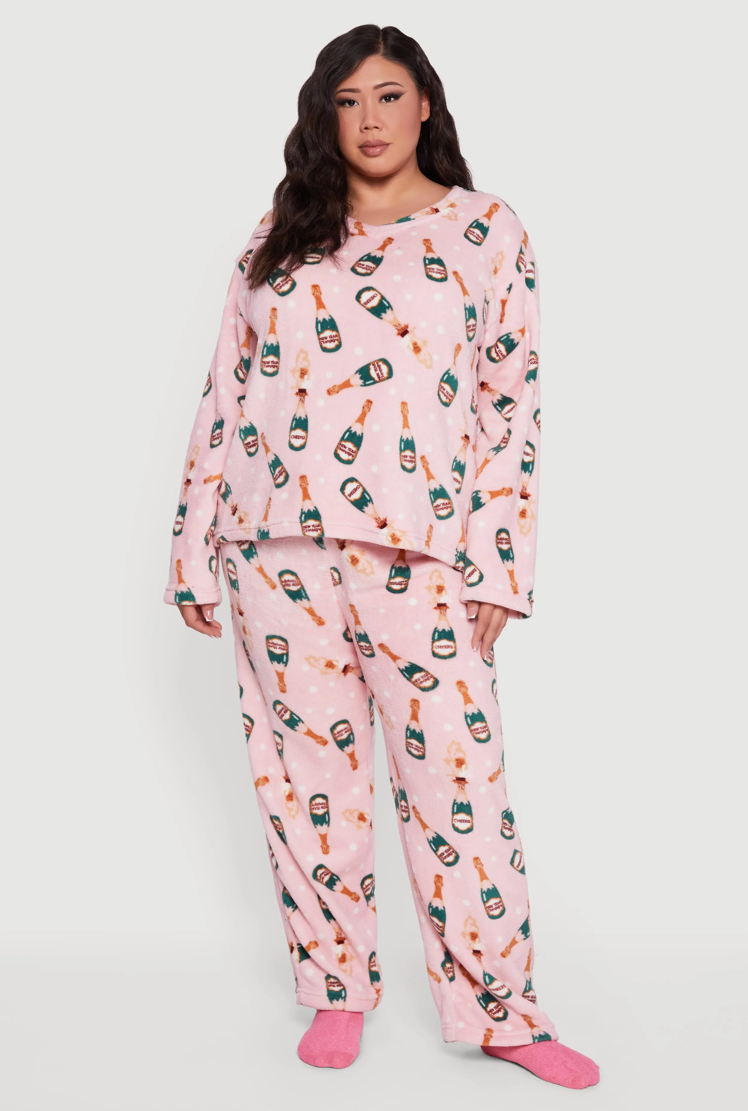 Plus Size Plush Champagne Polka Dot Pajama Gift Set sold by Rainbow product image thumbnail 2