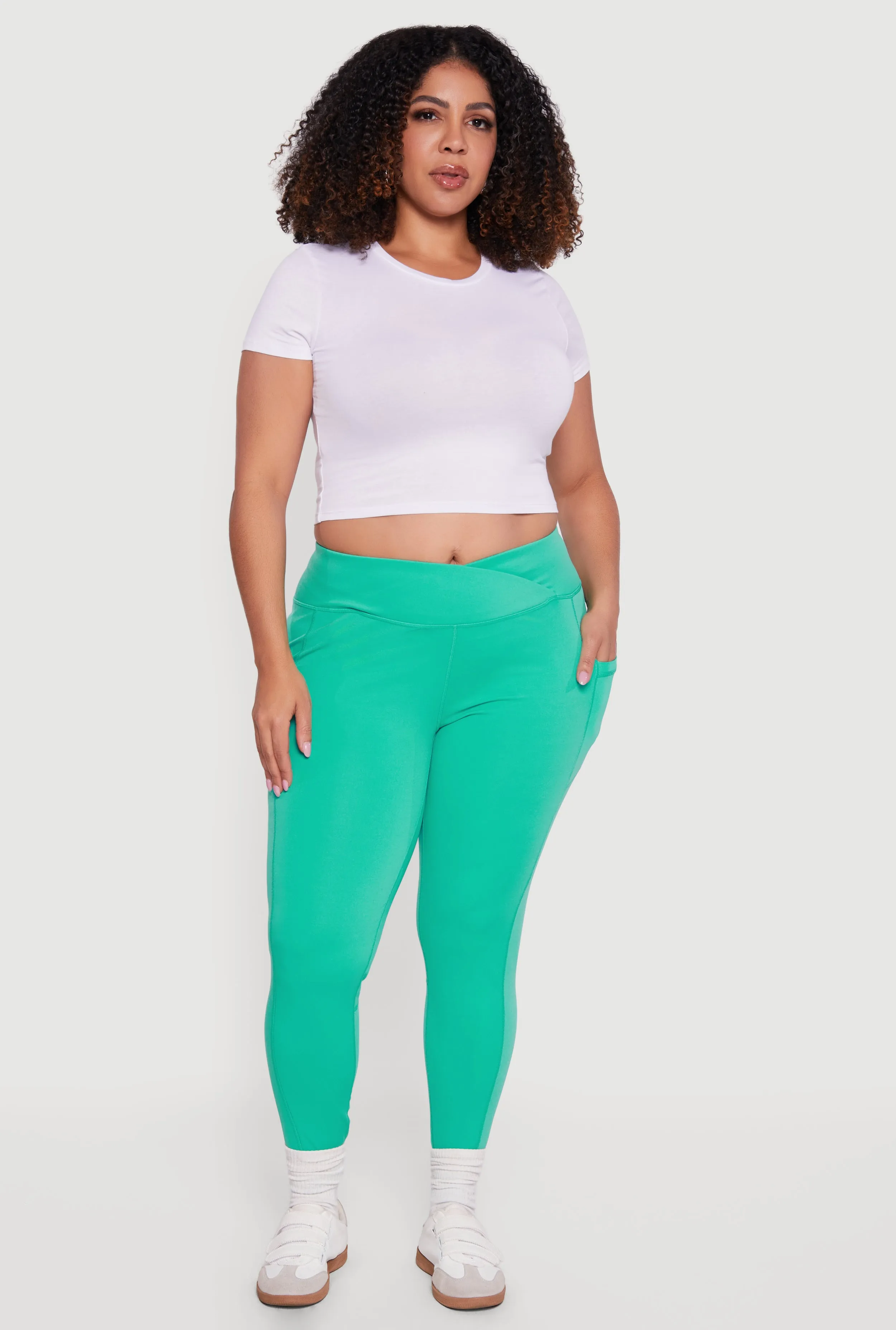 Plus Size Solid Leggings with Cell Phone Pocket sold by Rainbow product image thumbnail 2