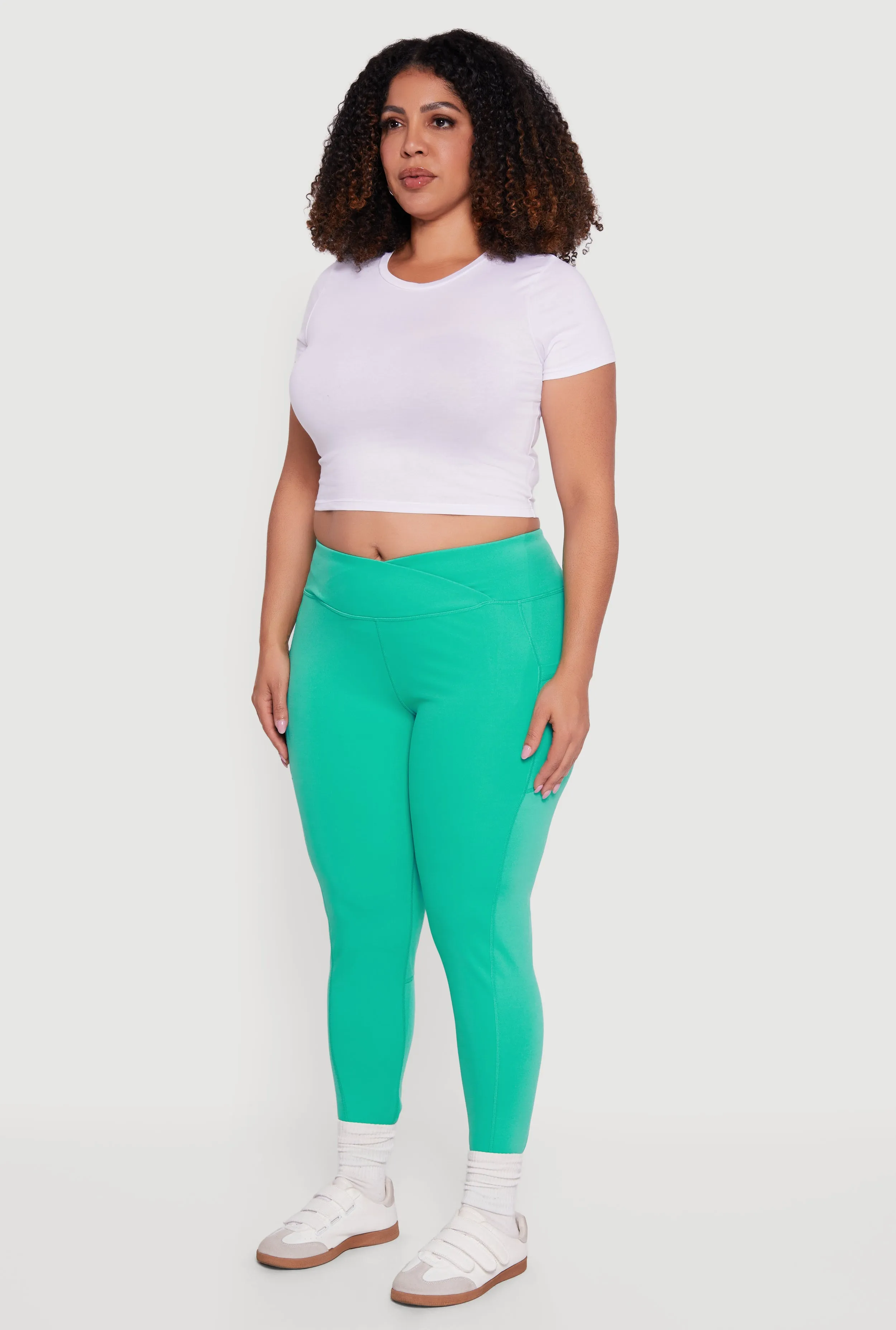 Plus Size Solid Leggings with Cell Phone Pocket sold by Rainbow product image thumbnail 3