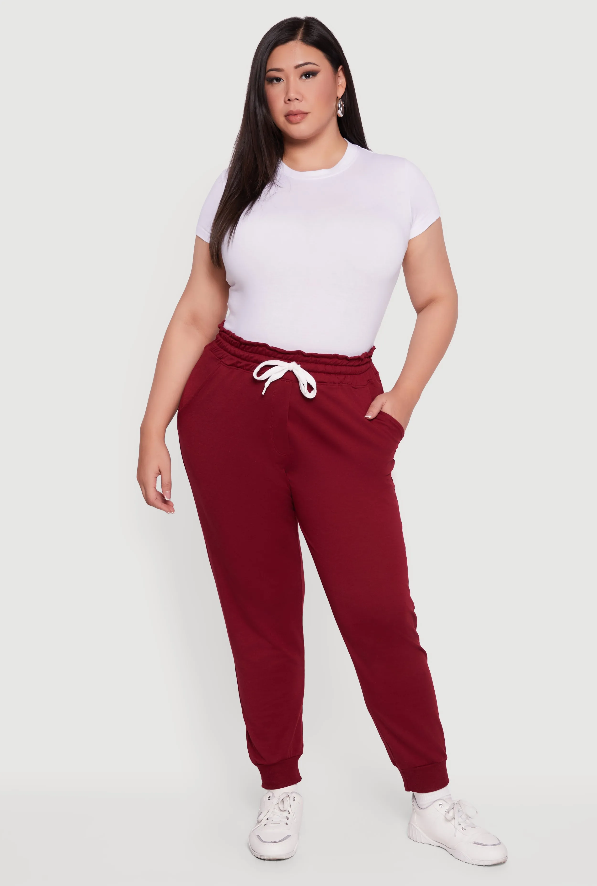 Plus Size French Terry Paper Bag Waist Joggers sold by Rainbow product image thumbnail 4