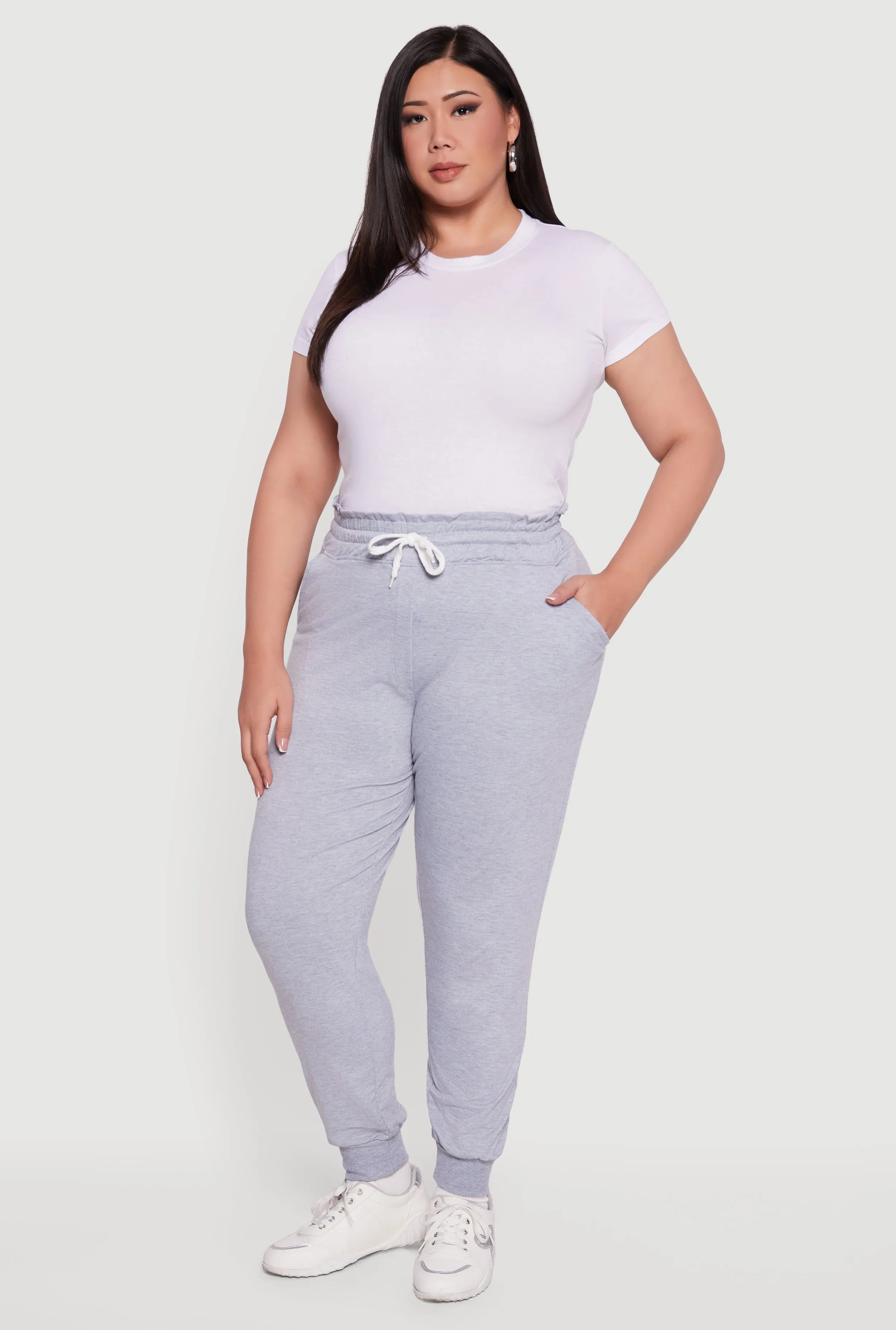 Plus Size French Terry Paper Bag Waist Joggers sold by Rainbow product image thumbnail 3