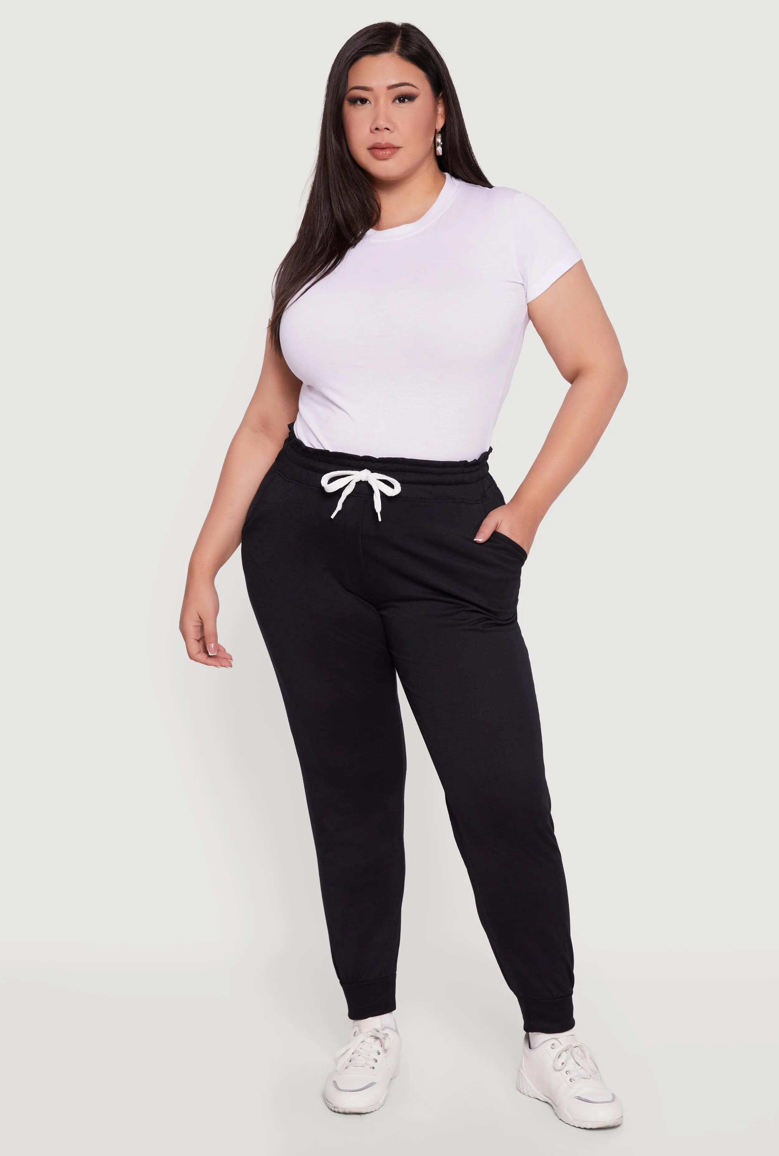 Plus Size French Terry Paper Bag Waist Joggers sold by Rainbow product image thumbnail 2