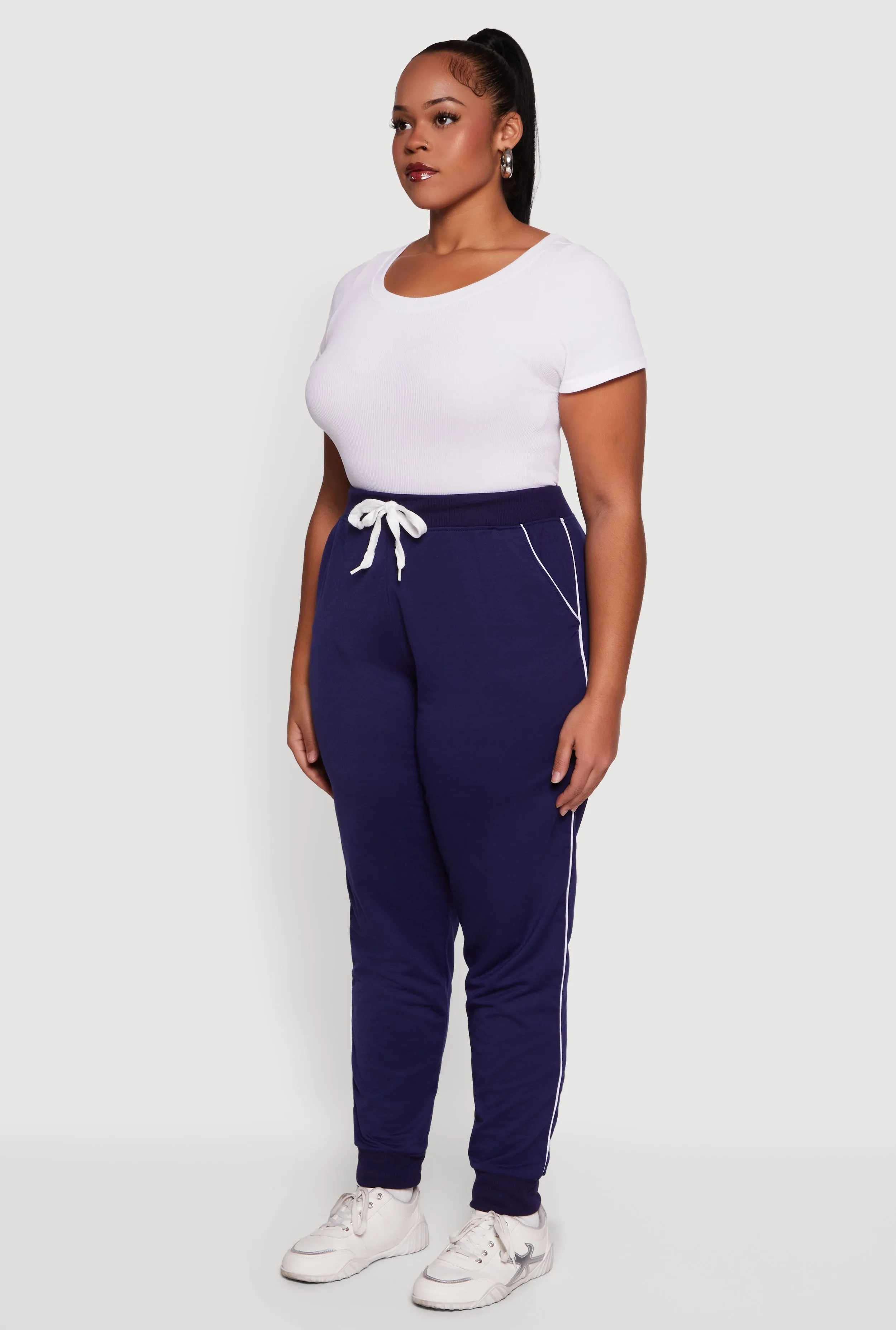 Plus Size High Waisted French Terry Lined Joggers sold by Rainbow product image thumbnail 3
