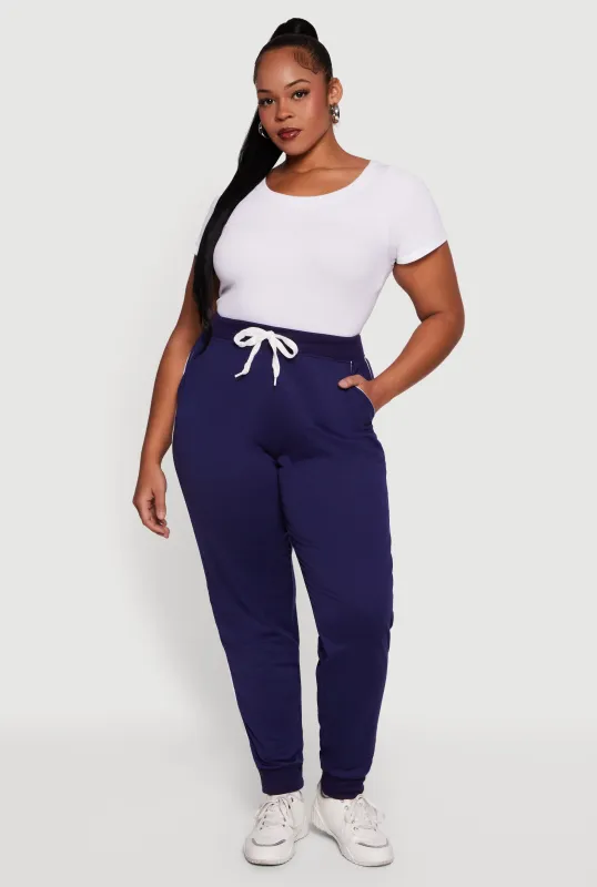Plus Size High Waisted French Terry Lined Joggers sold by Rainbow